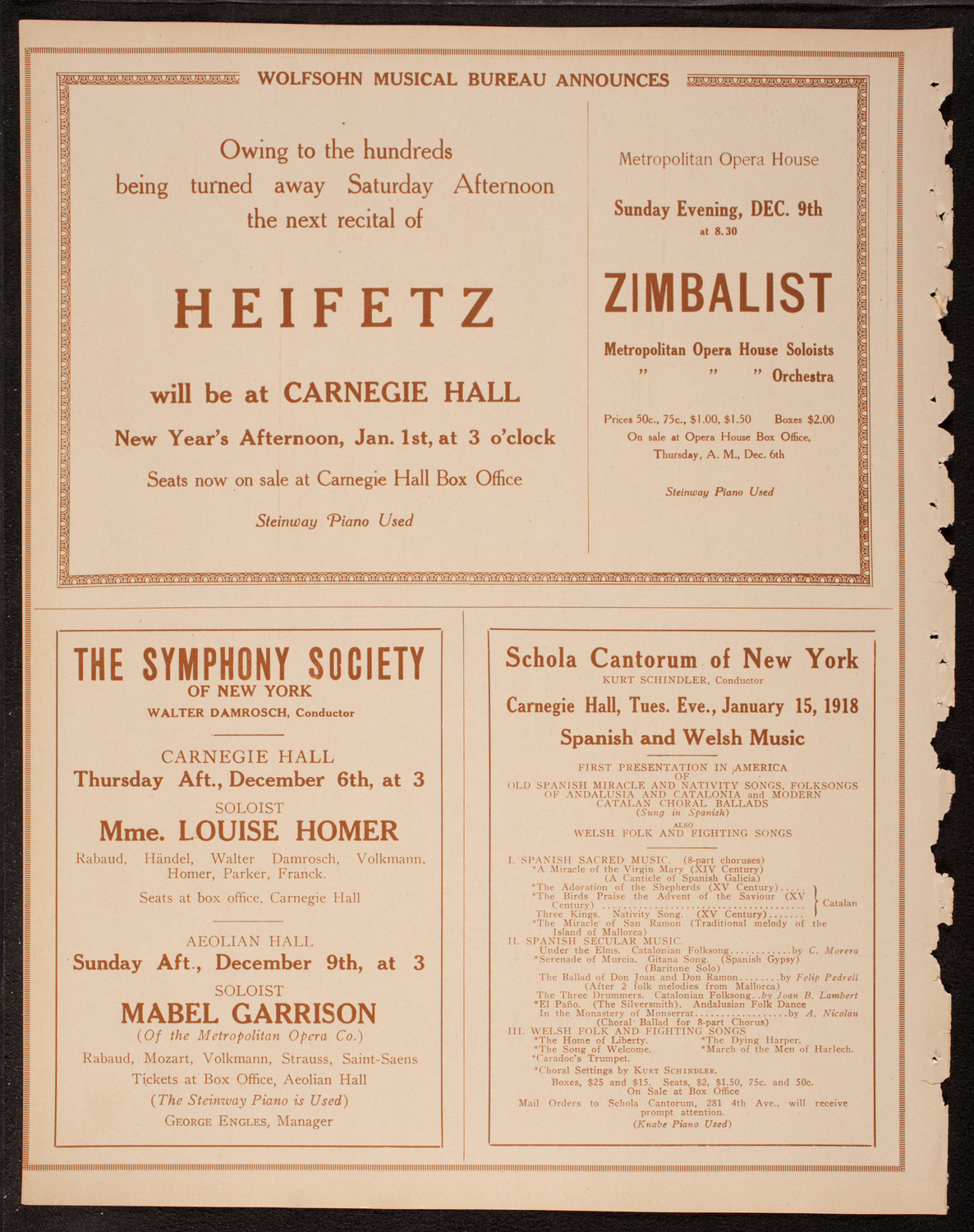 Sophie Braslau, Contralto, December 4, 1917, program page 8