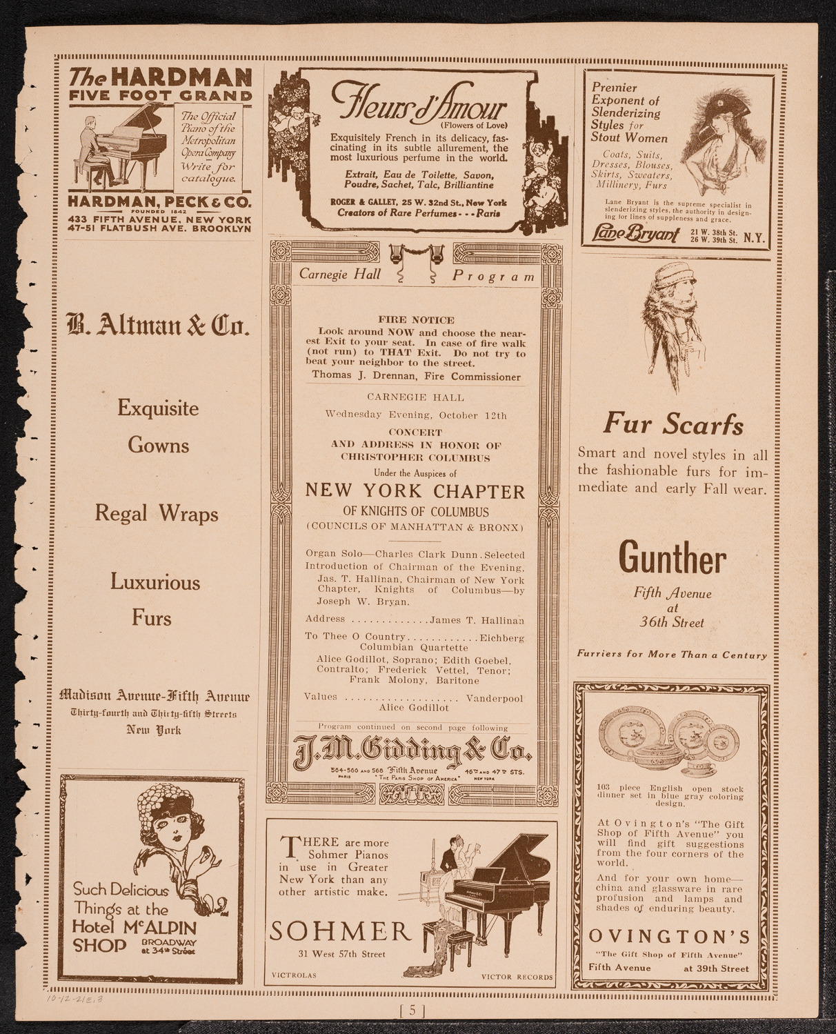Concert and Address in Honor of Christopher Columbus, October 12, 1921, program page 5