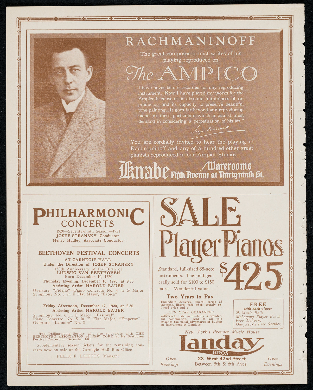 Eddy Brown, Violin, December 16, 1920, program page 12