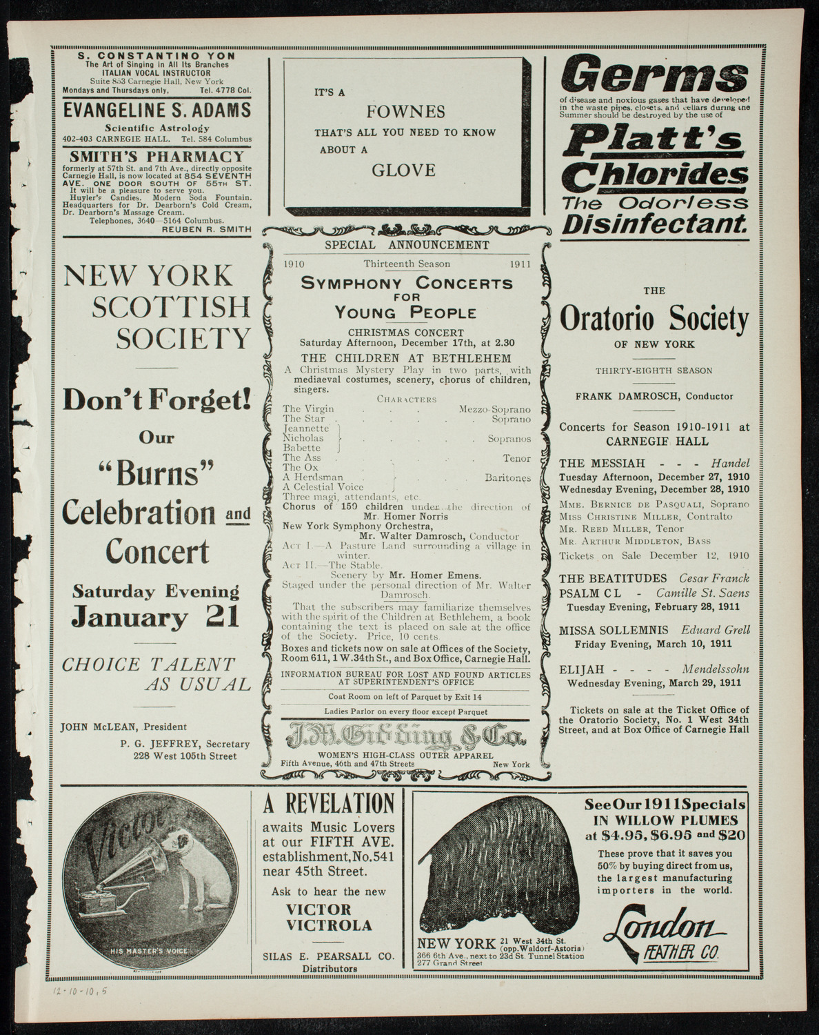 Boston Symphony Orchestra, December 10, 1910, program page 9