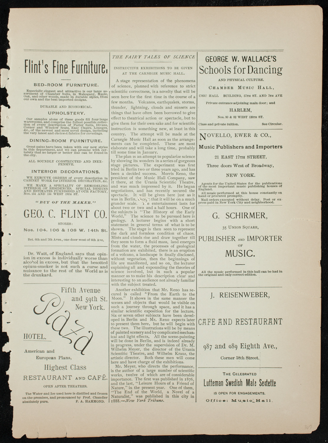 Damrosch Sunday Concert, December 6, 1891, program page 9