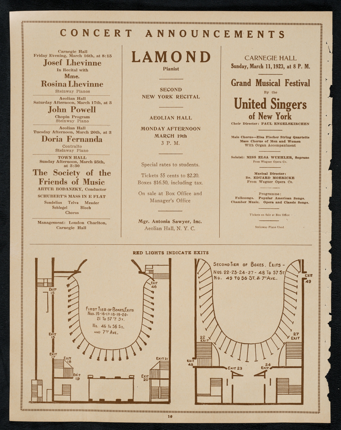 New York Philharmonic, March 11, 1923, program page 10