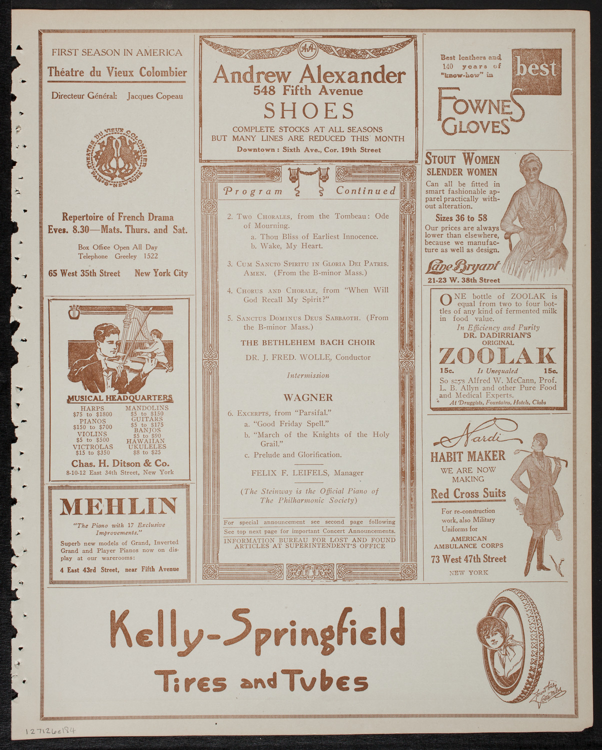 New York Philharmonic, January 26, 1918, program page 7