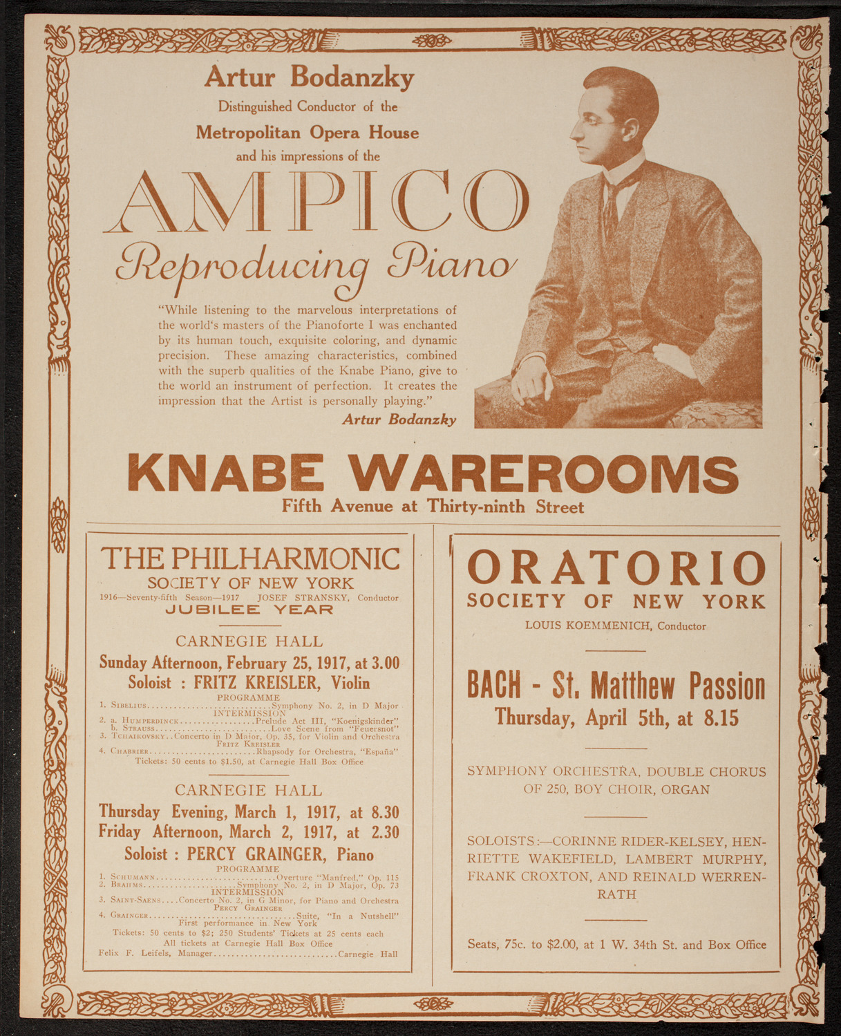 New York Philharmonic, February 23, 1917, program page 12