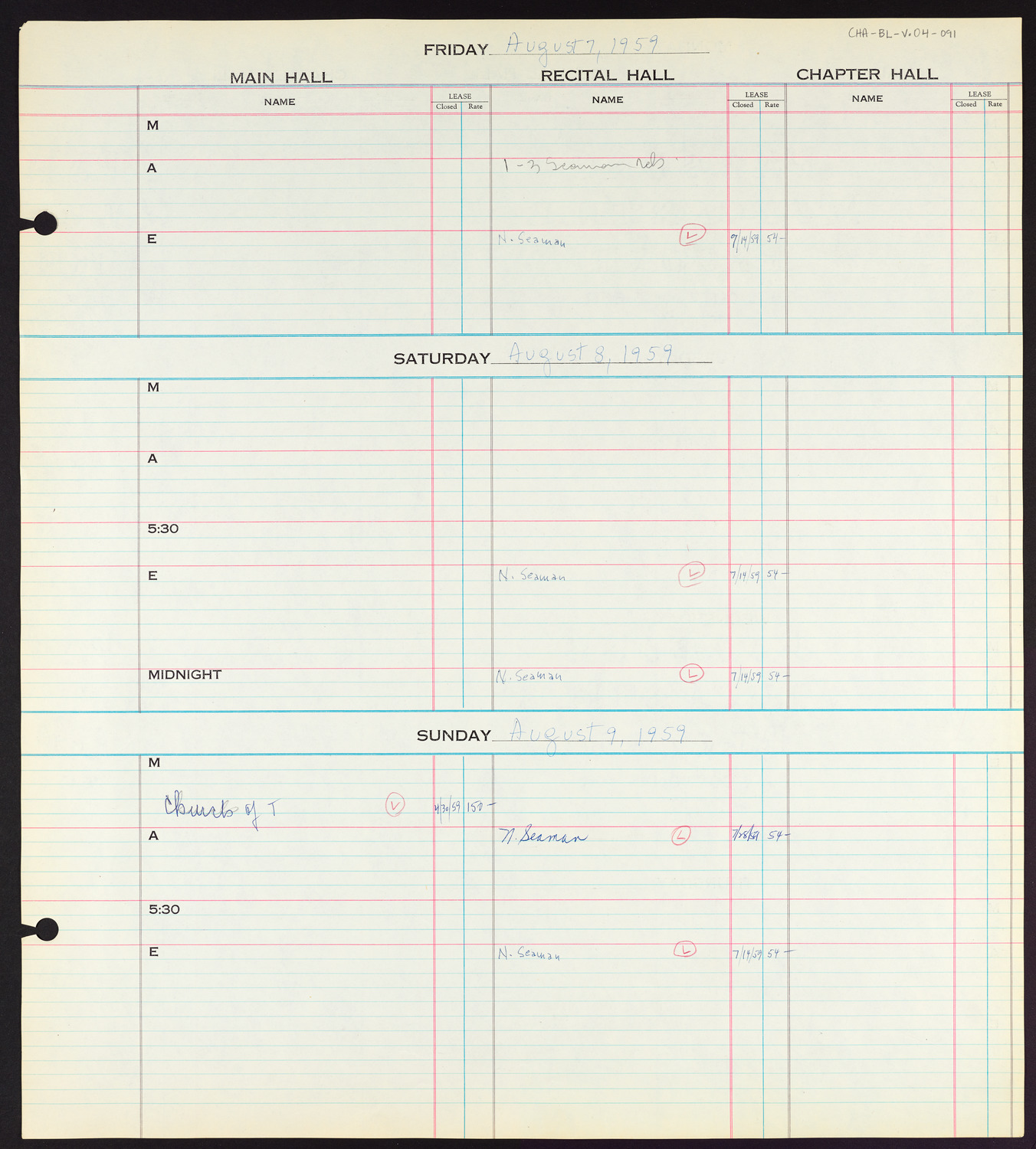 Carnegie Hall Booking Ledger, volume 4, page 91