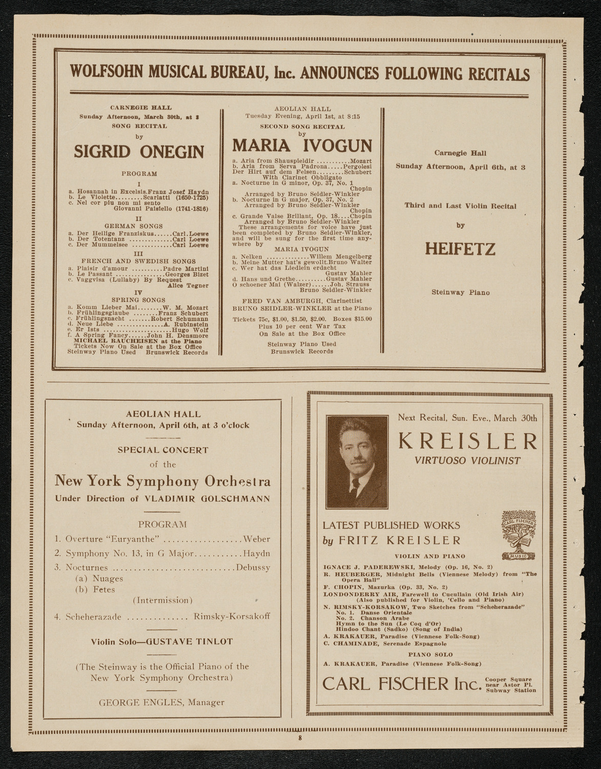 Verdi's "Ernani", March 29, 1924, program page 8