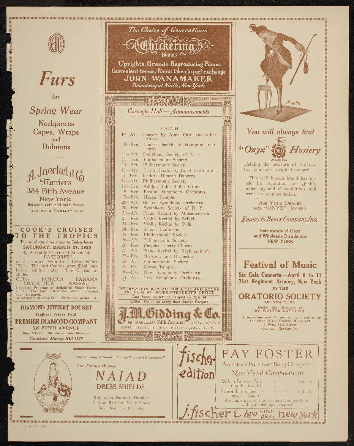 Philadelphia Orchestra, March 9, 1920, program page 3