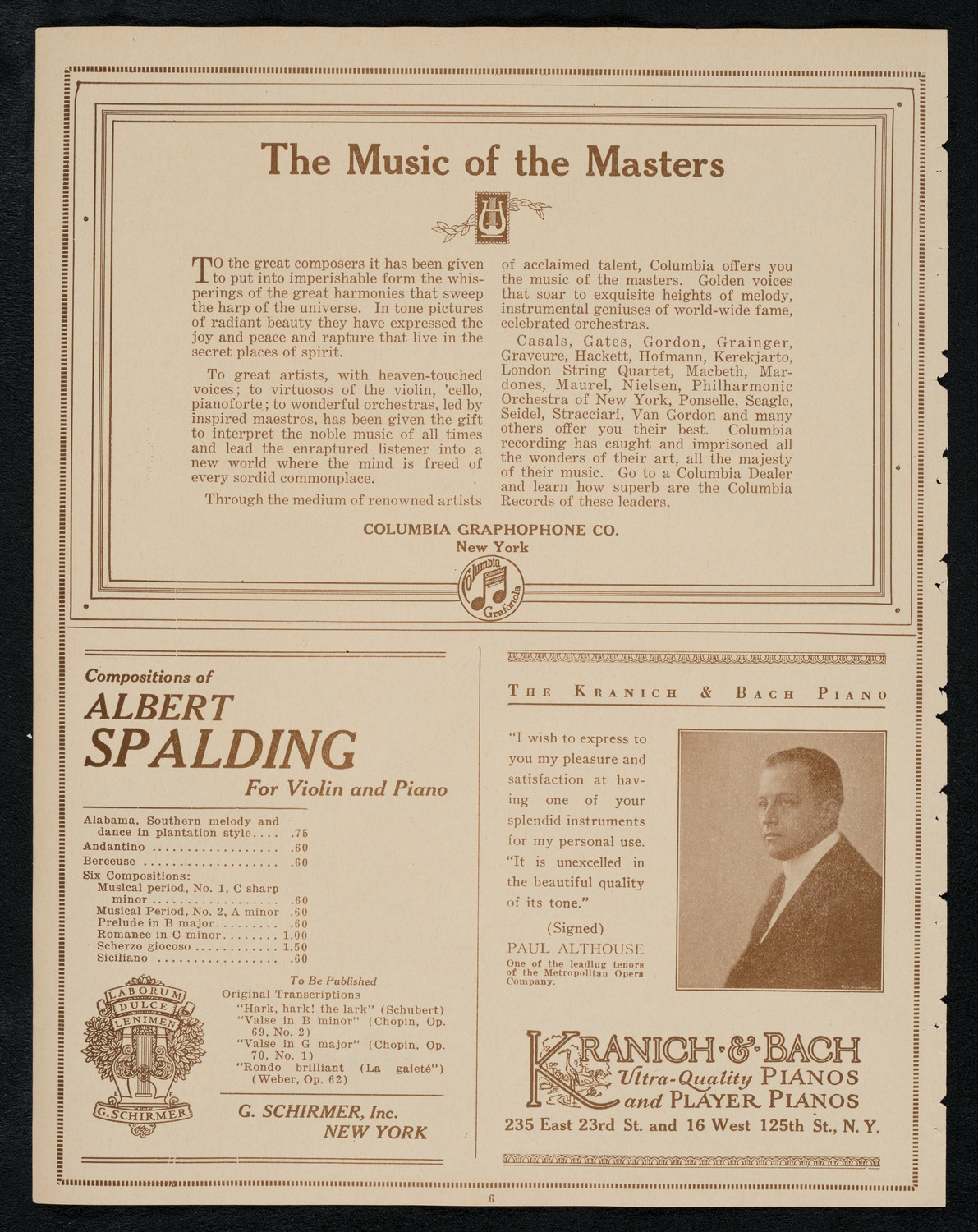 Mischa Elman, Violin, with Orchestra, May 20, 1923, program page 6