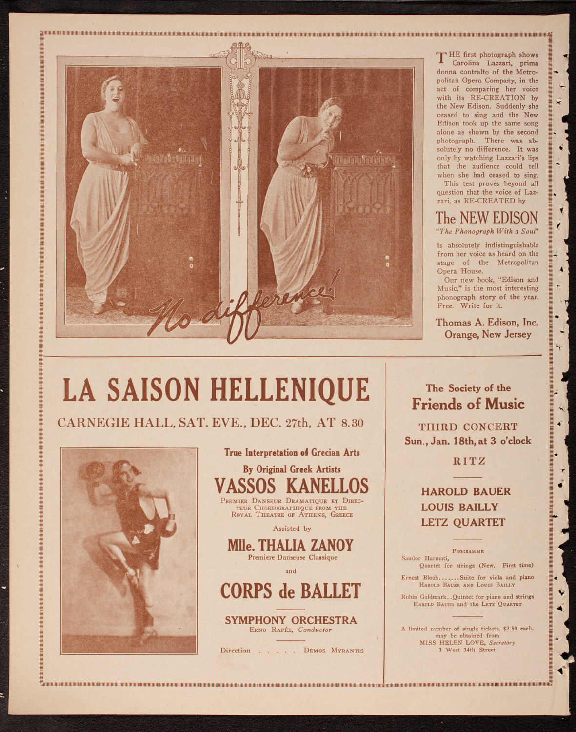 New Symphony Orchestra, December 10, 1919, program page 2