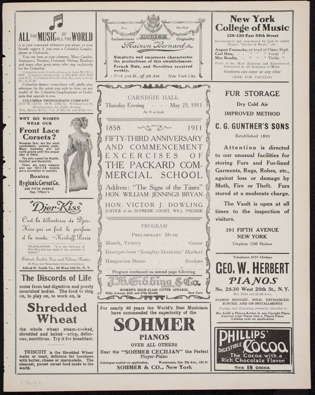 Graduation: Packard Commercial School, May 25, 1911, program page 5