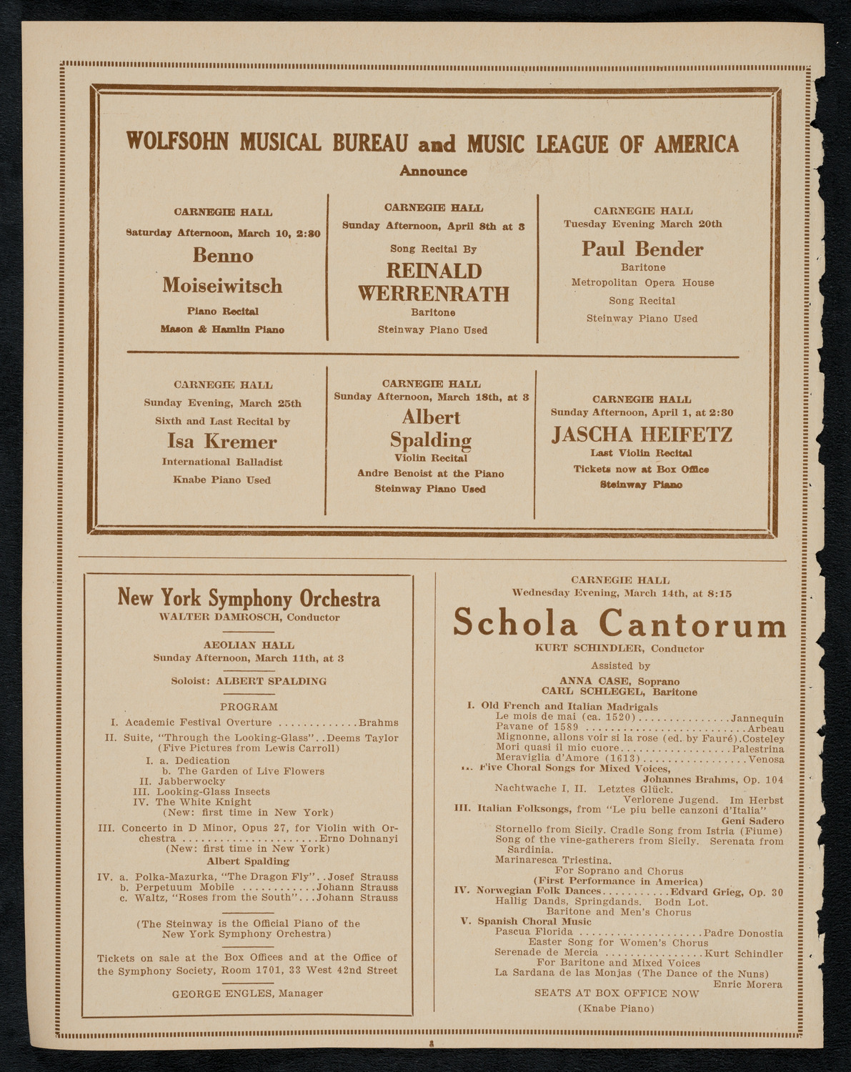 New York Symphony Orchestra, March 8, 1923, program page 8
