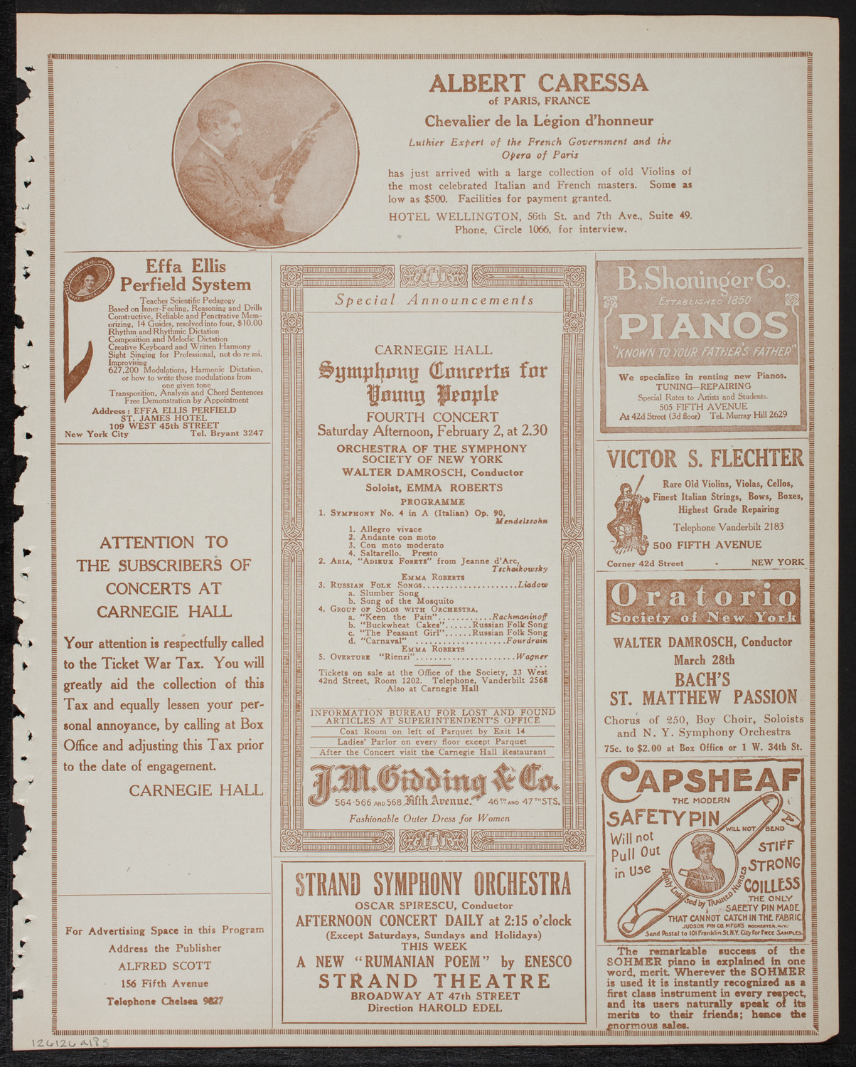 Josef Hofmann, Piano, January 26, 1918, program page 9