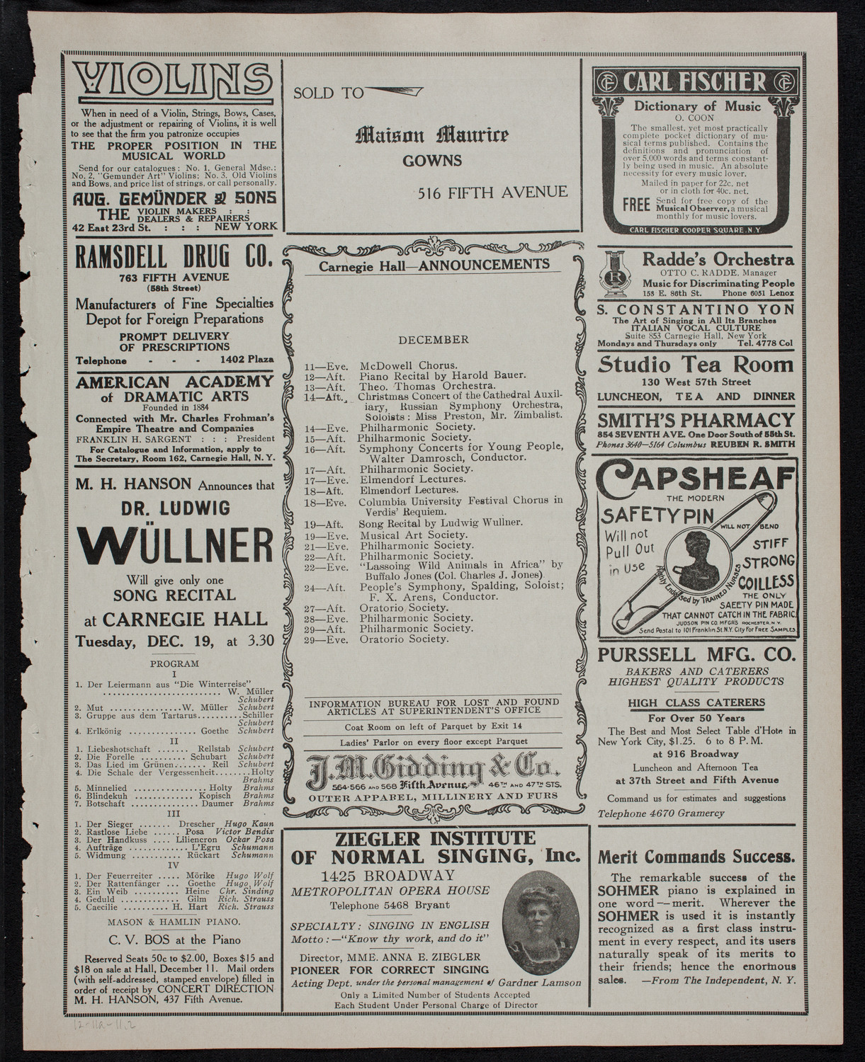 Elmendorf Lecture: Naples and Environs, December 11, 1911, program page 3