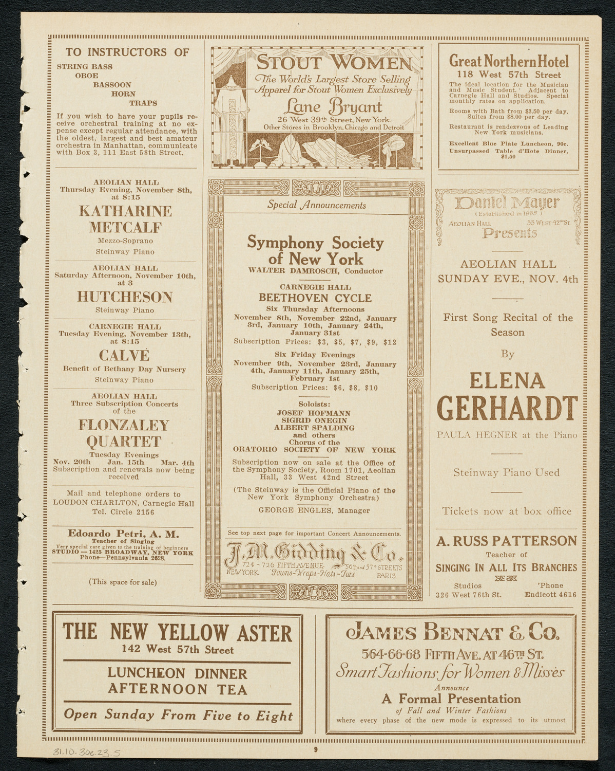 Philadelphia Orchestra, October 30, 1923, program page 9