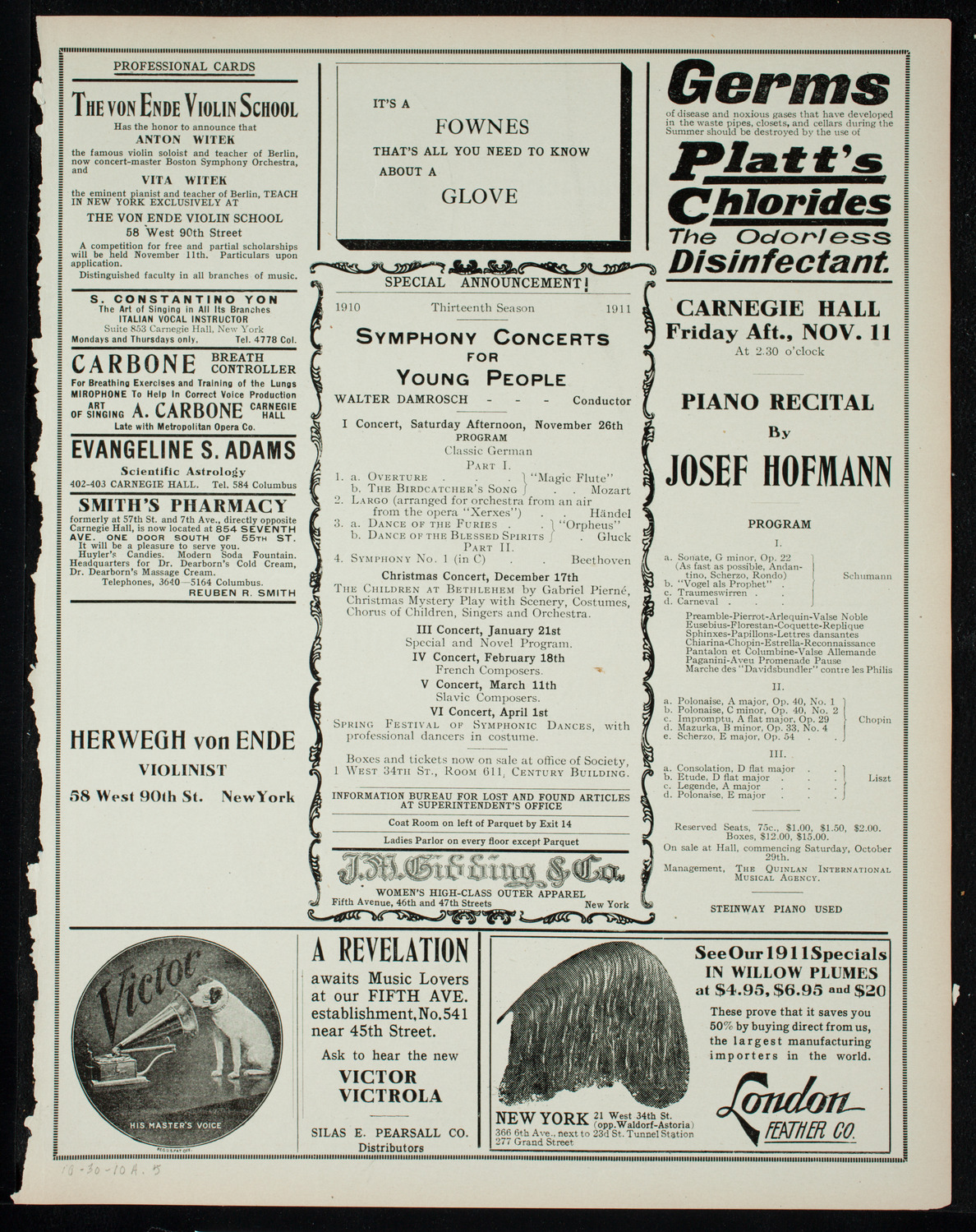 David Bispham, Baritone, October 30, 1910, program page 9