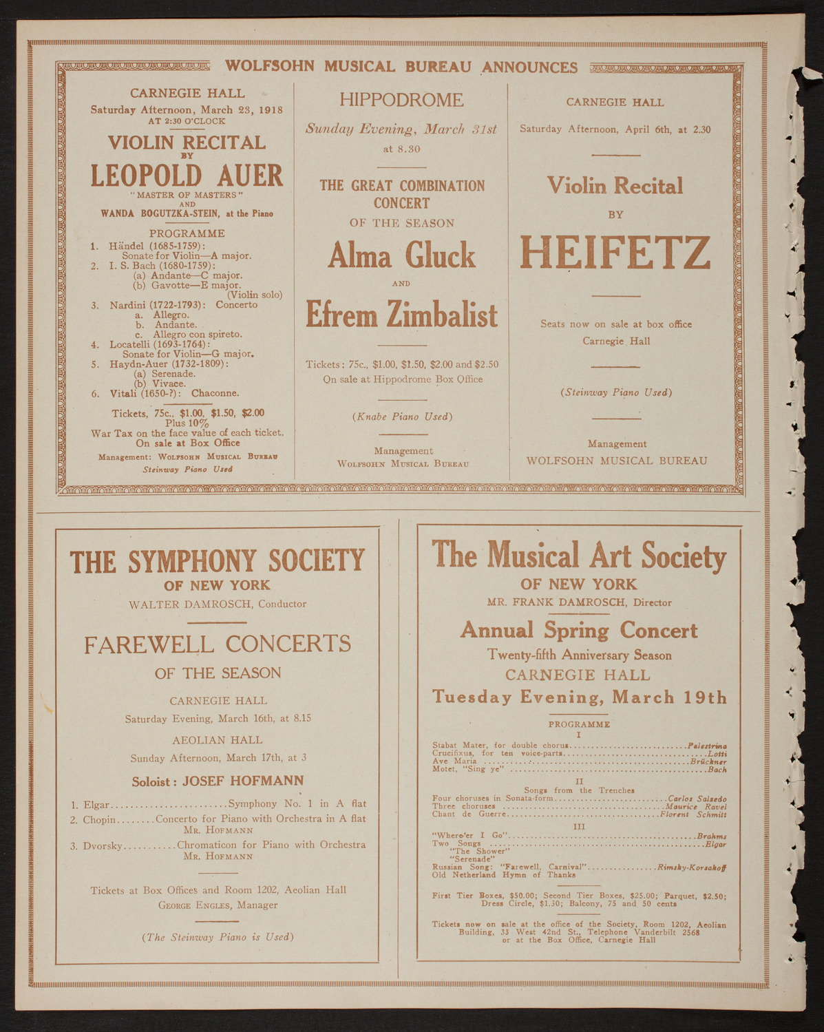 Boston Symphony Orchestra, March 16, 1918, program page 8