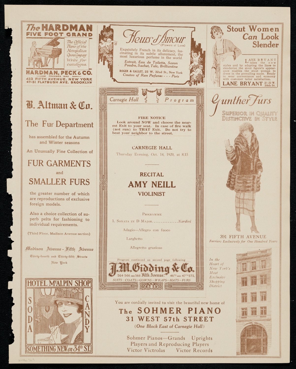 Amy Neill, Violin, October 14, 1920, program page 5