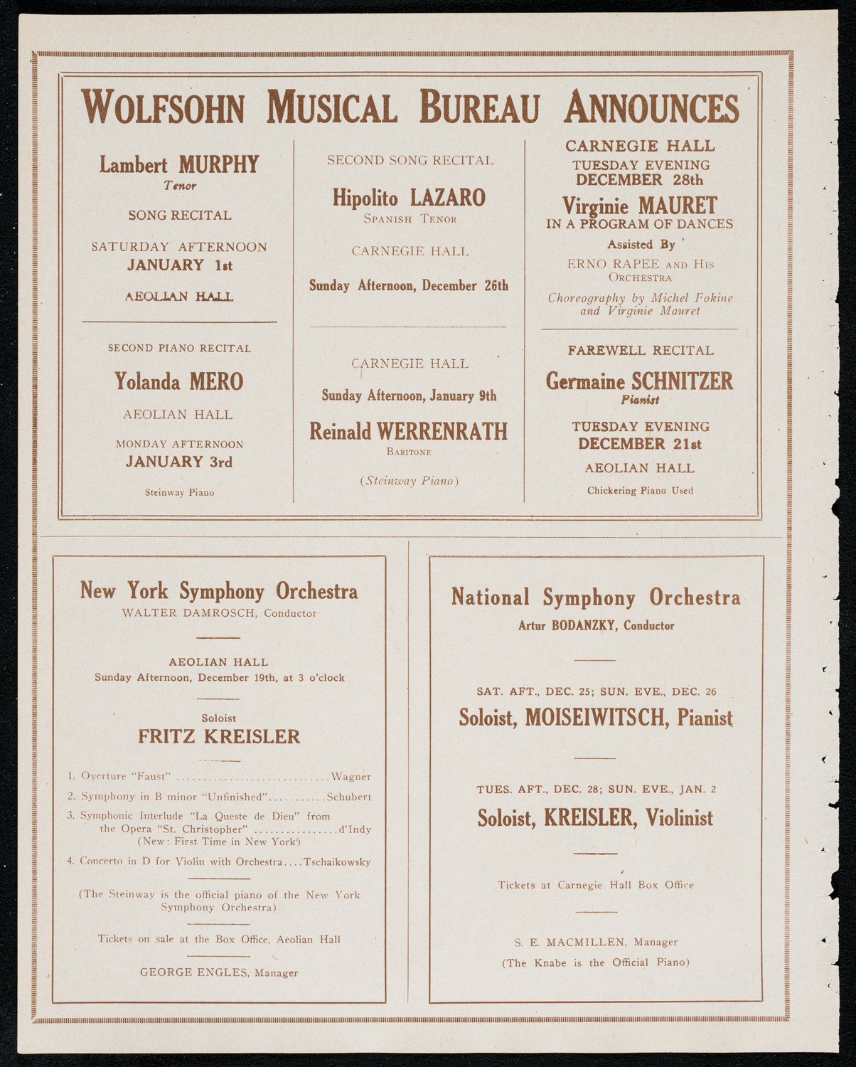 National Symphony Orchestra, December 18, 1920, program page 8