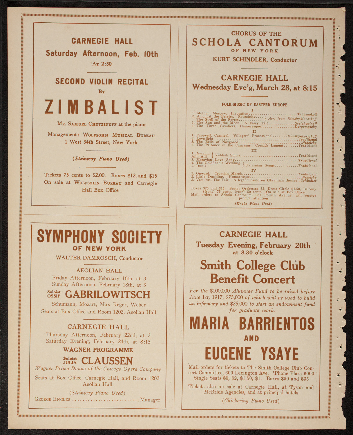 New York Philharmonic, February 8, 1917, program page 8