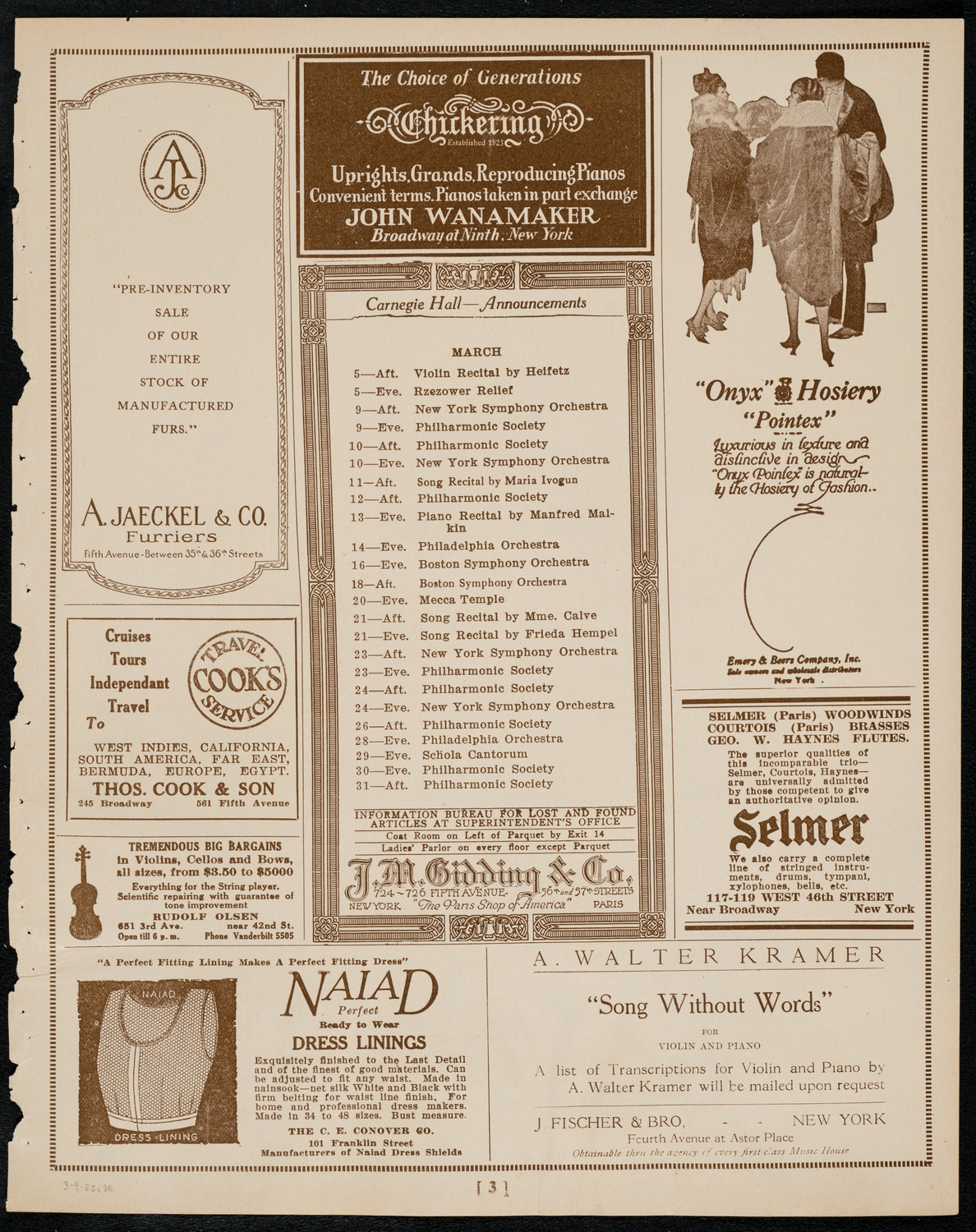 Intercollegiate Glee Club Contest, March 4, 1922, program page 3