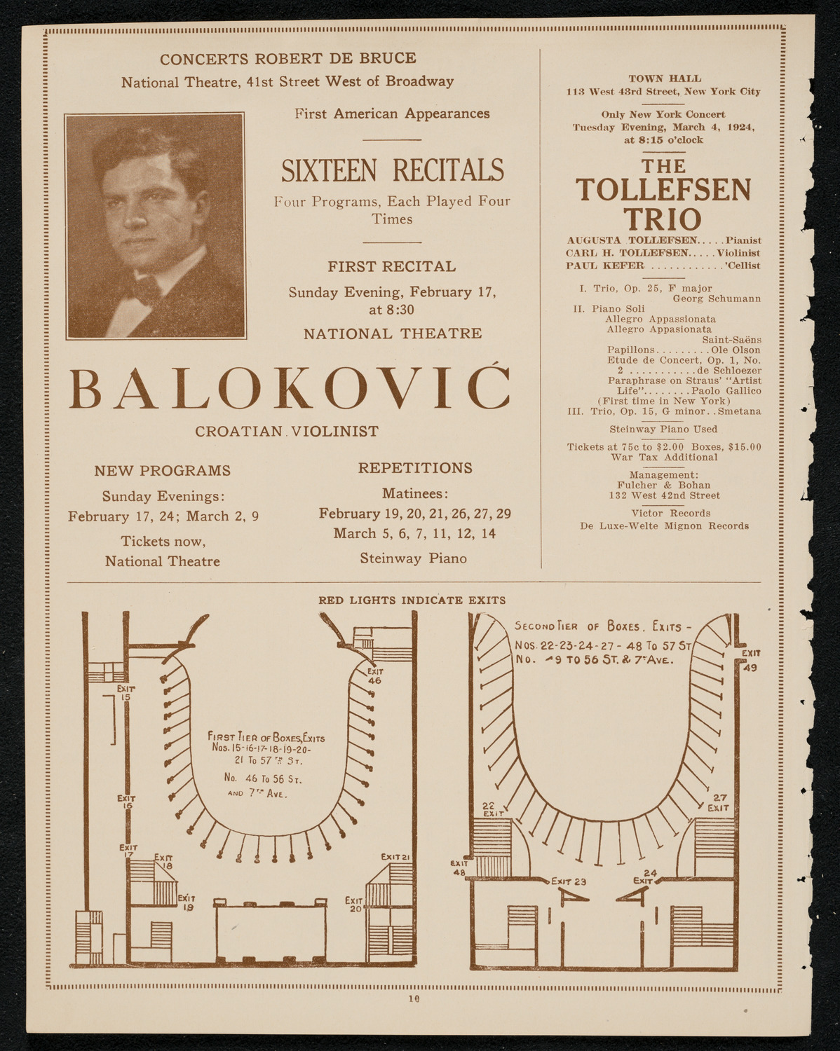 New York Philharmonic, February 22, 1924, program page 10