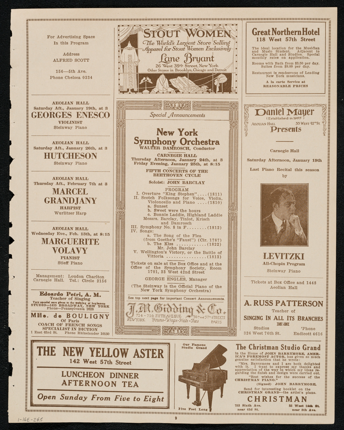 Sascha Culbertson, Violin, with Orchestra, January 16, 1924, program page 9