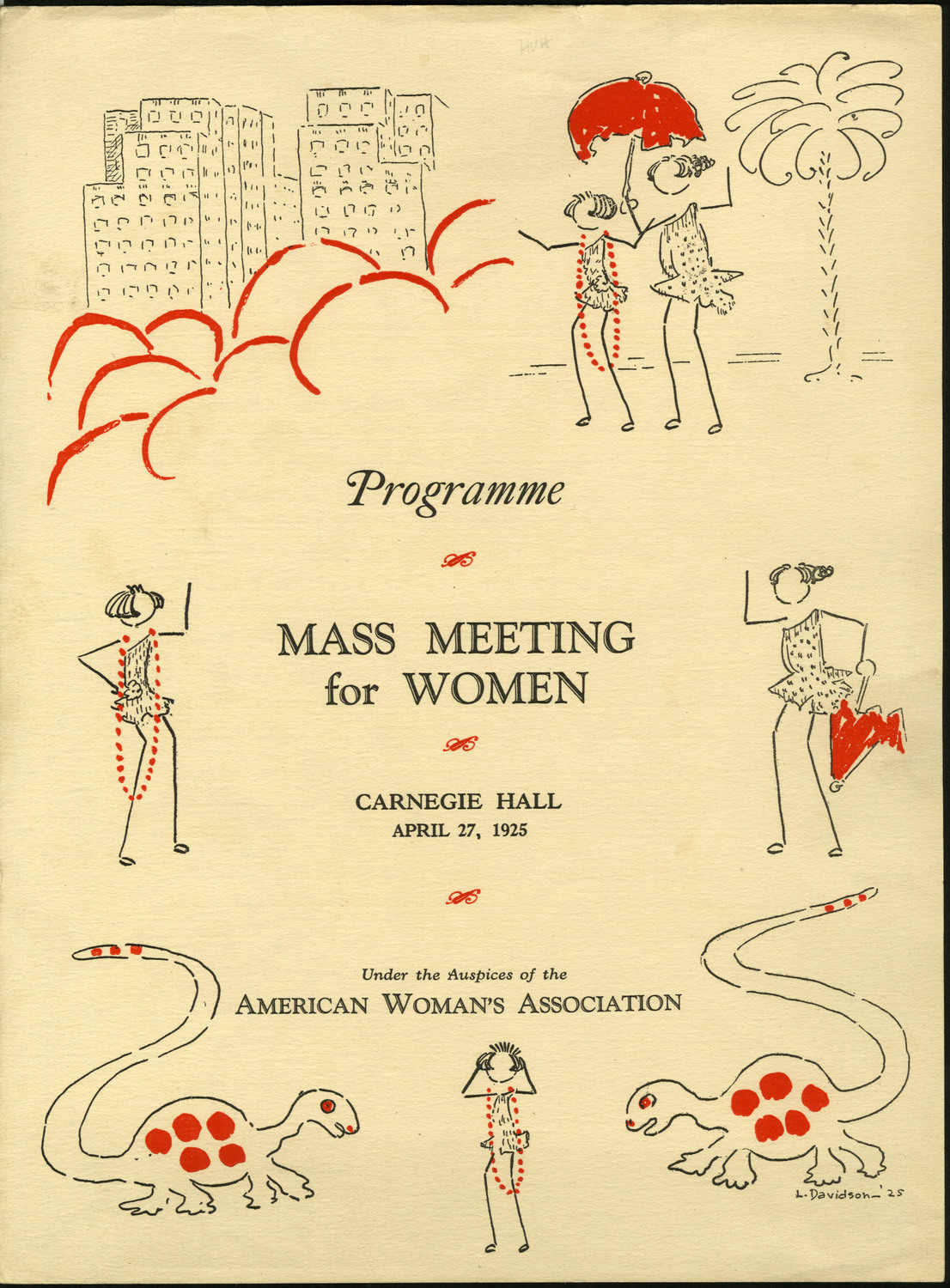 Mass Meeting for Women, April 27, 1925, souvenir program page 1