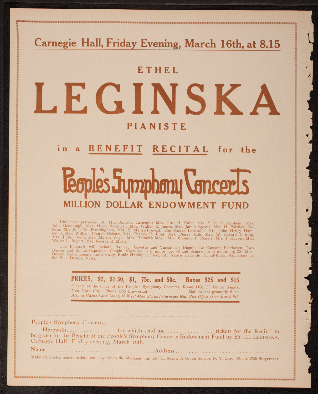 New York Symphony Orchestra, March 15, 1917, program page 10