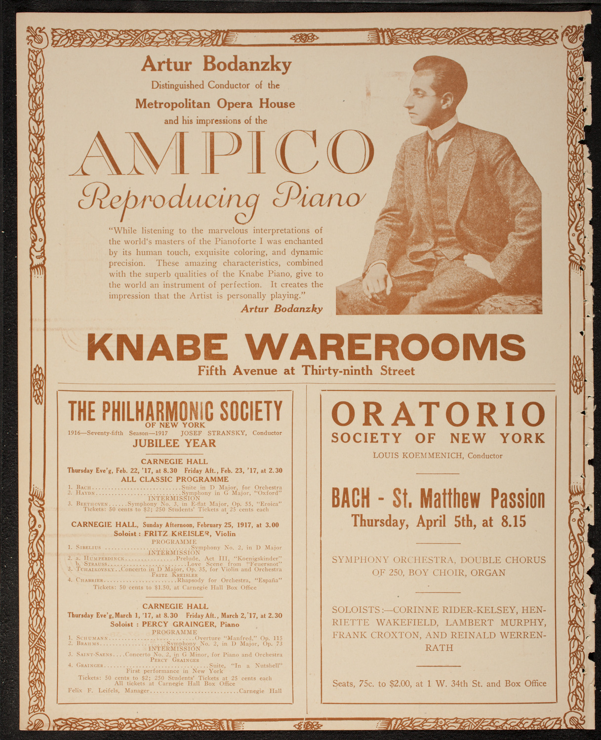 New York Philharmonic, February 18, 1917, program page 12