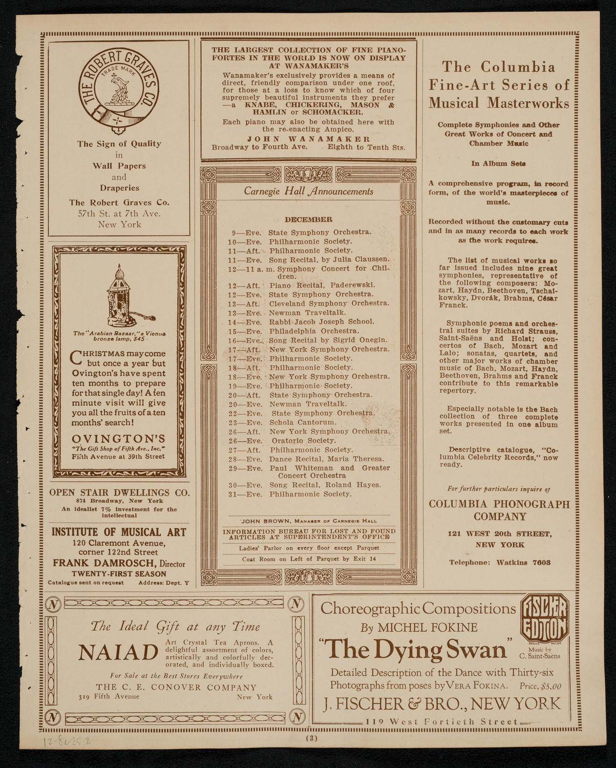 Anna Robénne, December 8, 1925, program page 3