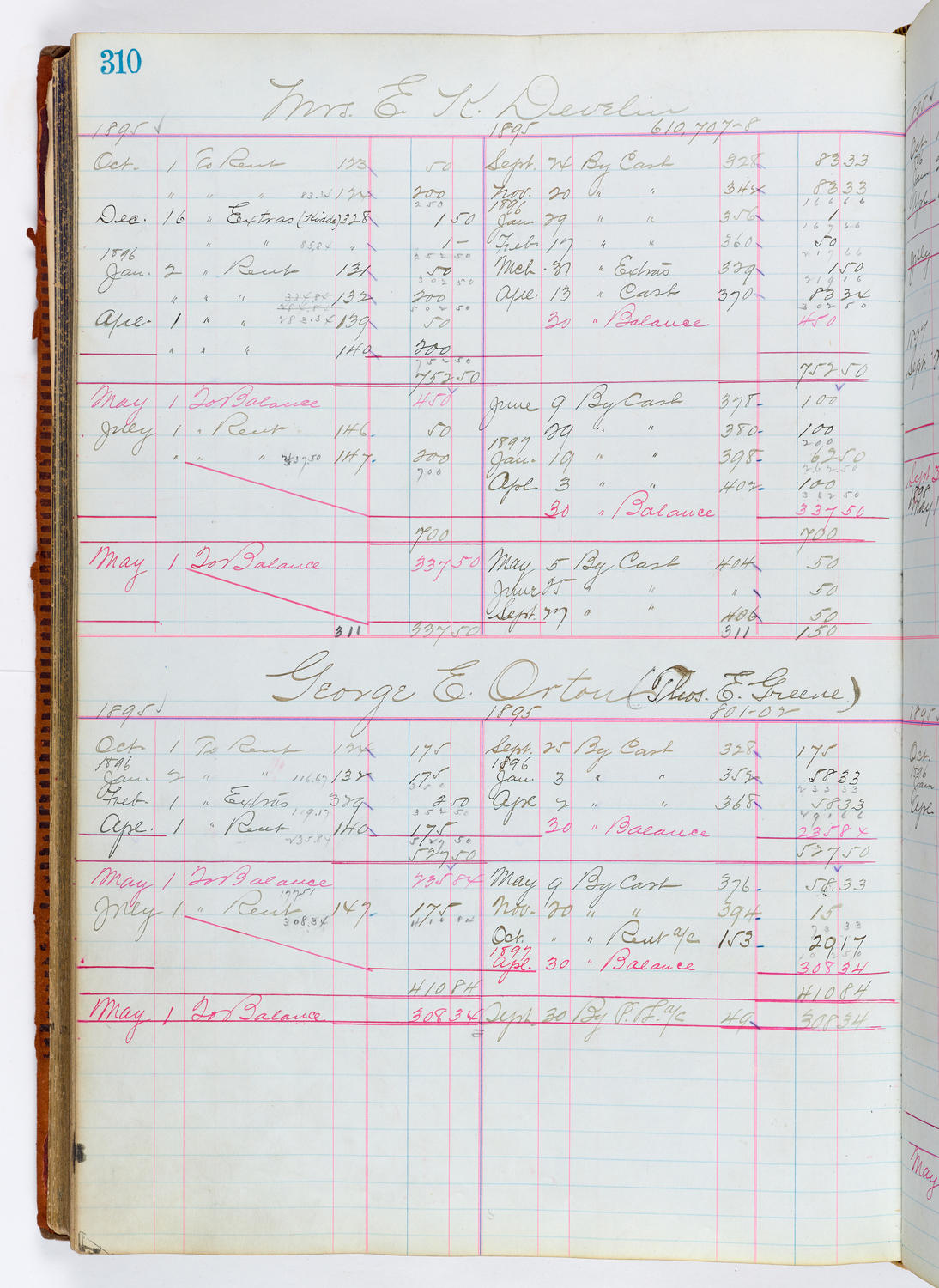 Music Hall Accounting Ledger, volume 1, page 310