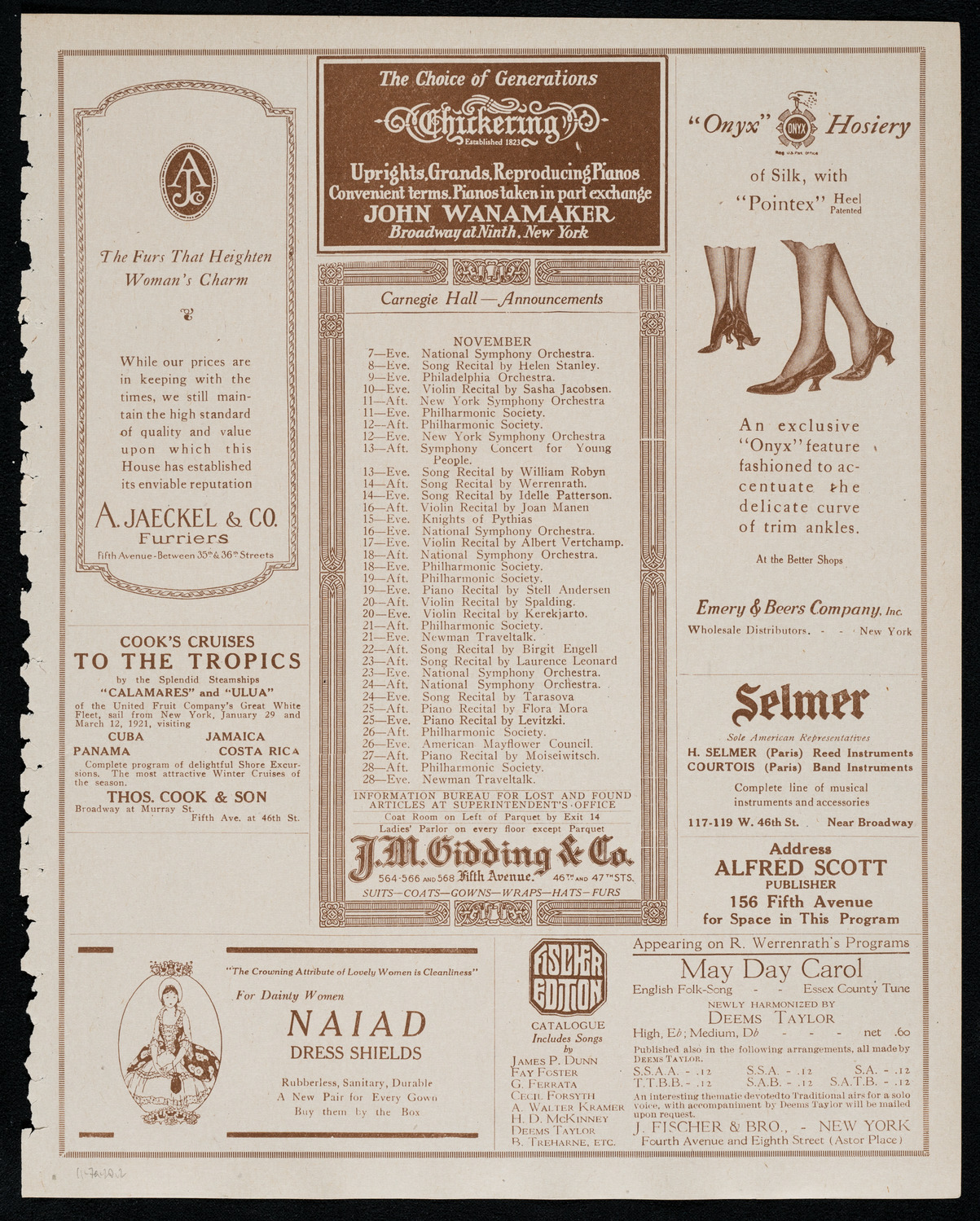 Ervin Nyiregyházi, Piano, November 7, 1920, program page 3