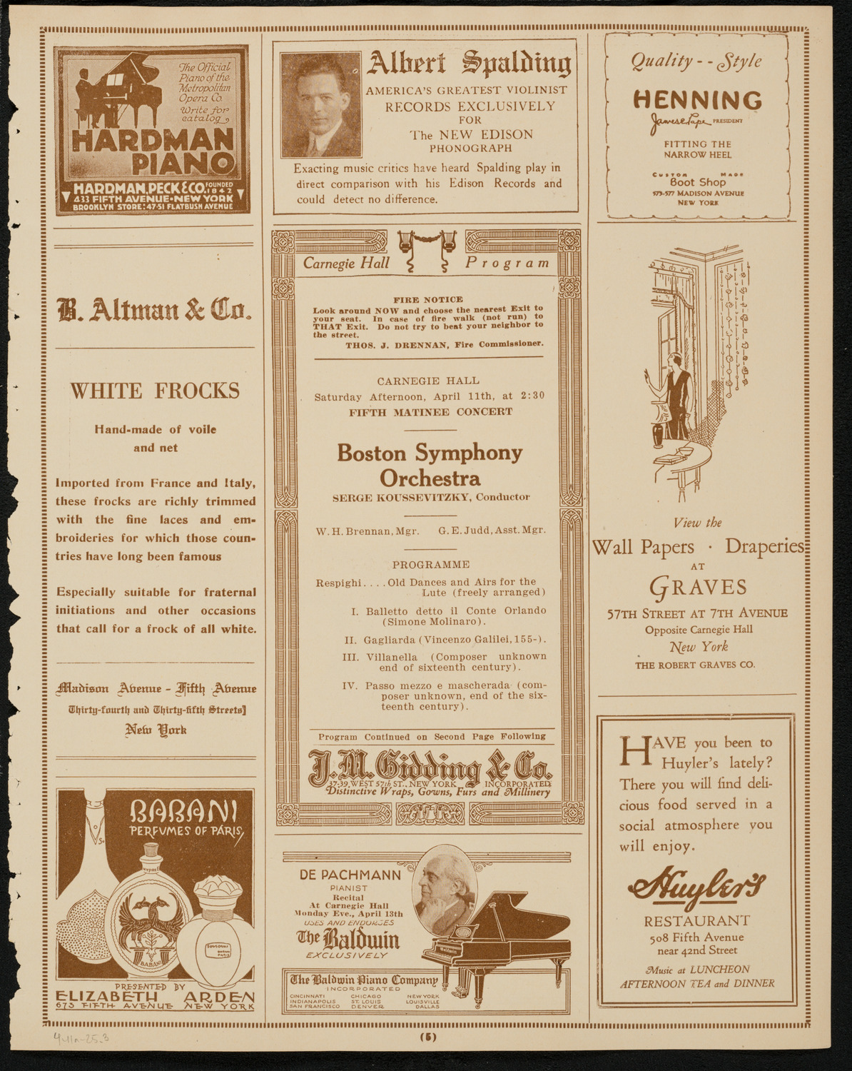 Boston Symphony Orchestra, April 11, 1925, program page 5