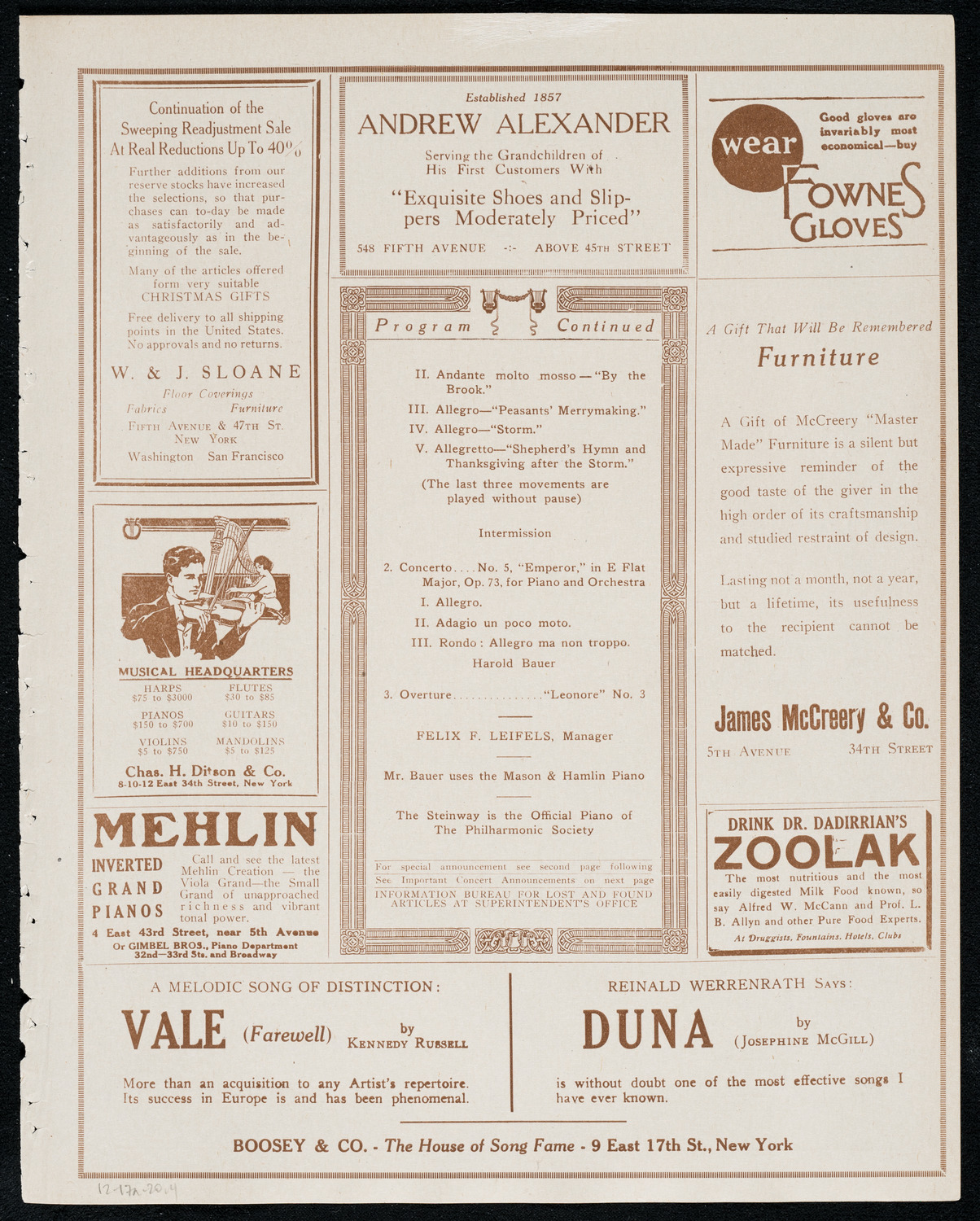 New York Philharmonic: Beethoven Festival, December 17, 1920, program page 7