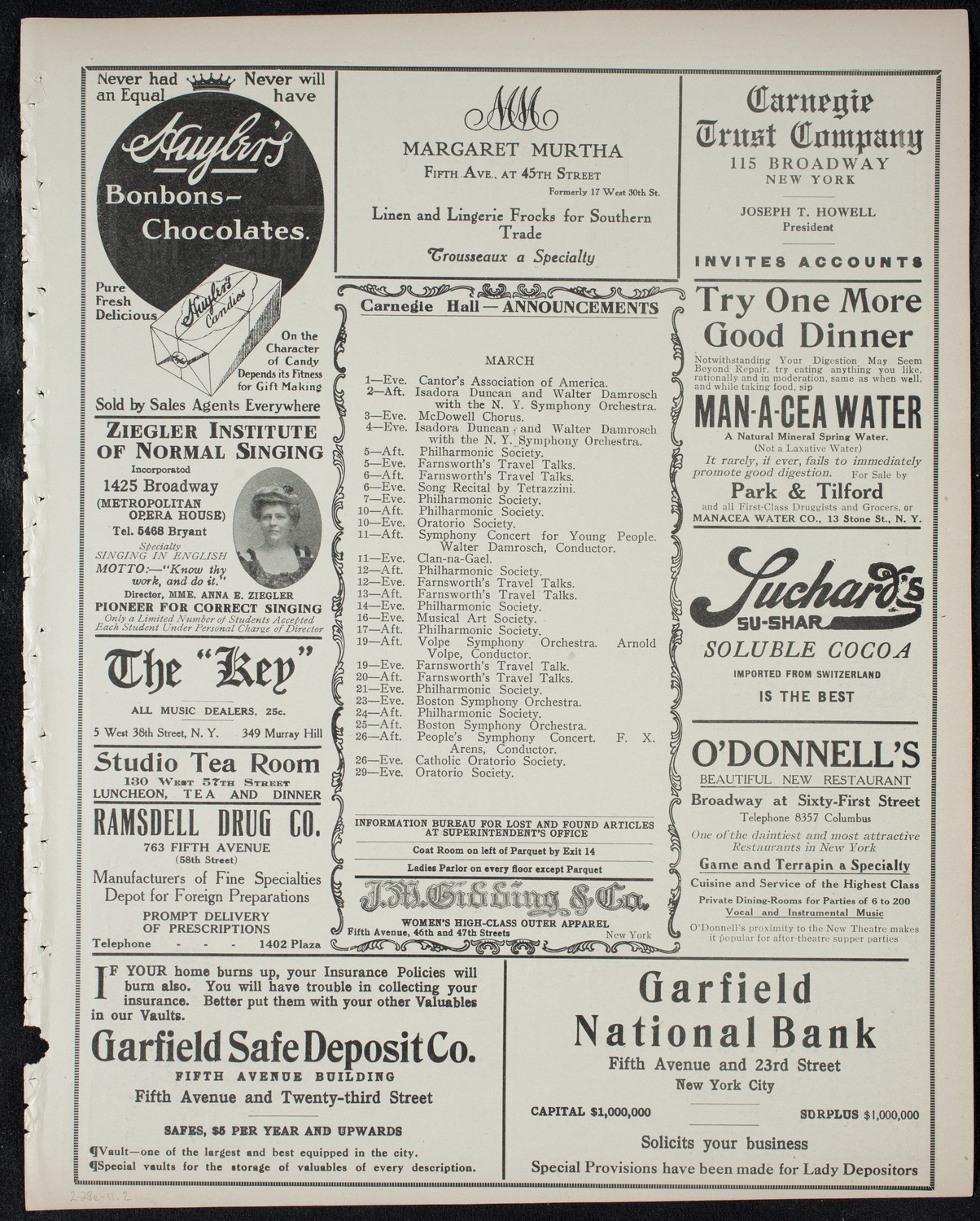 Oratorio Society of New York, February 28, 1911, program page 3