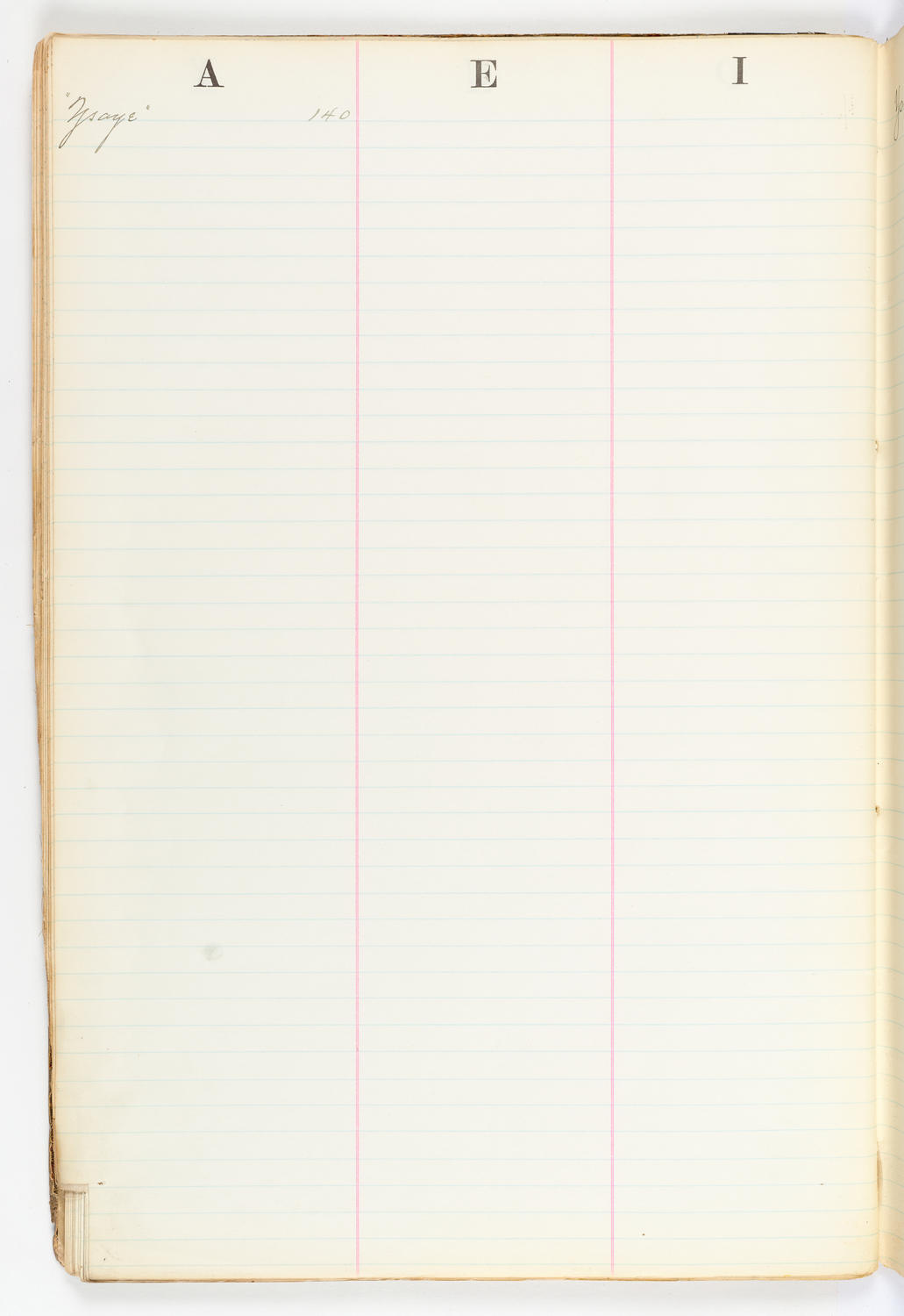 Music Hall Account Ledger Index, volume 2, page 62