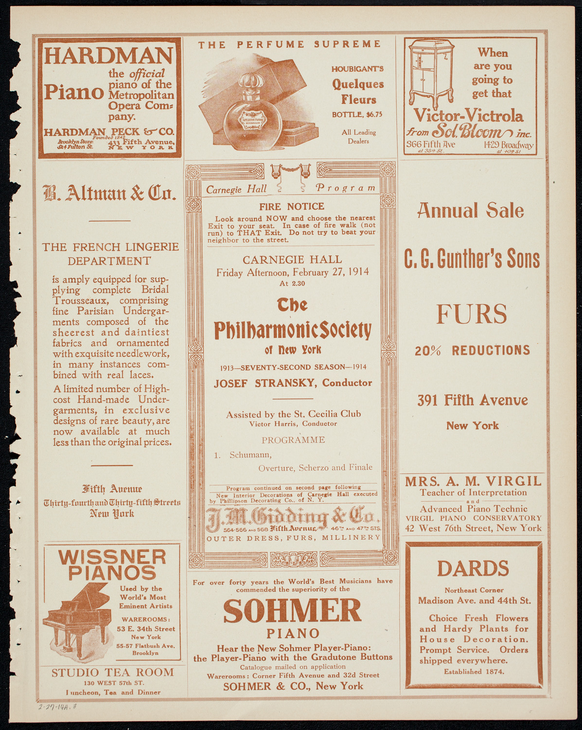 New York Philharmonic, February 27, 1914, program page 5