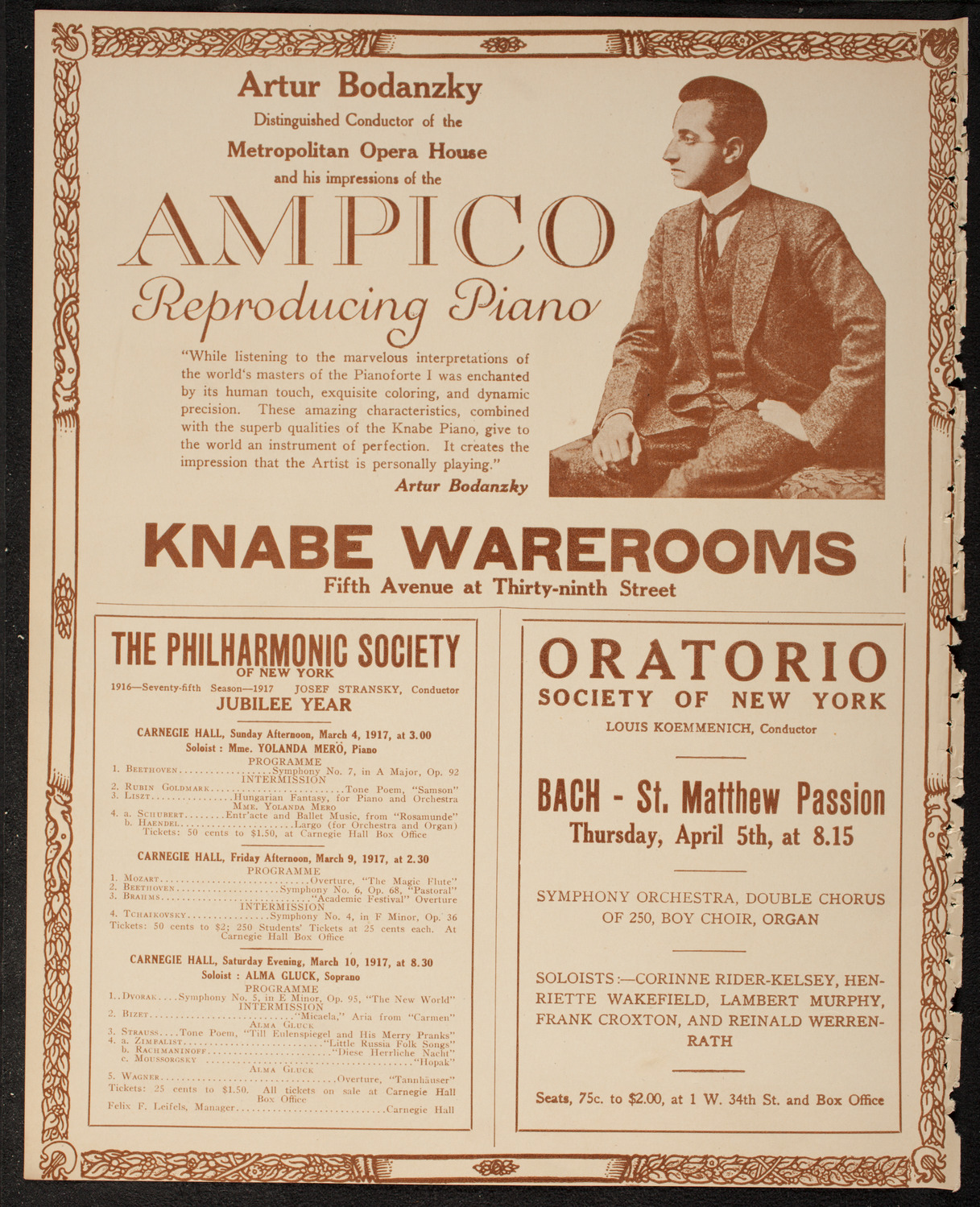 New York Philharmonic, March 1, 1917, program page 12