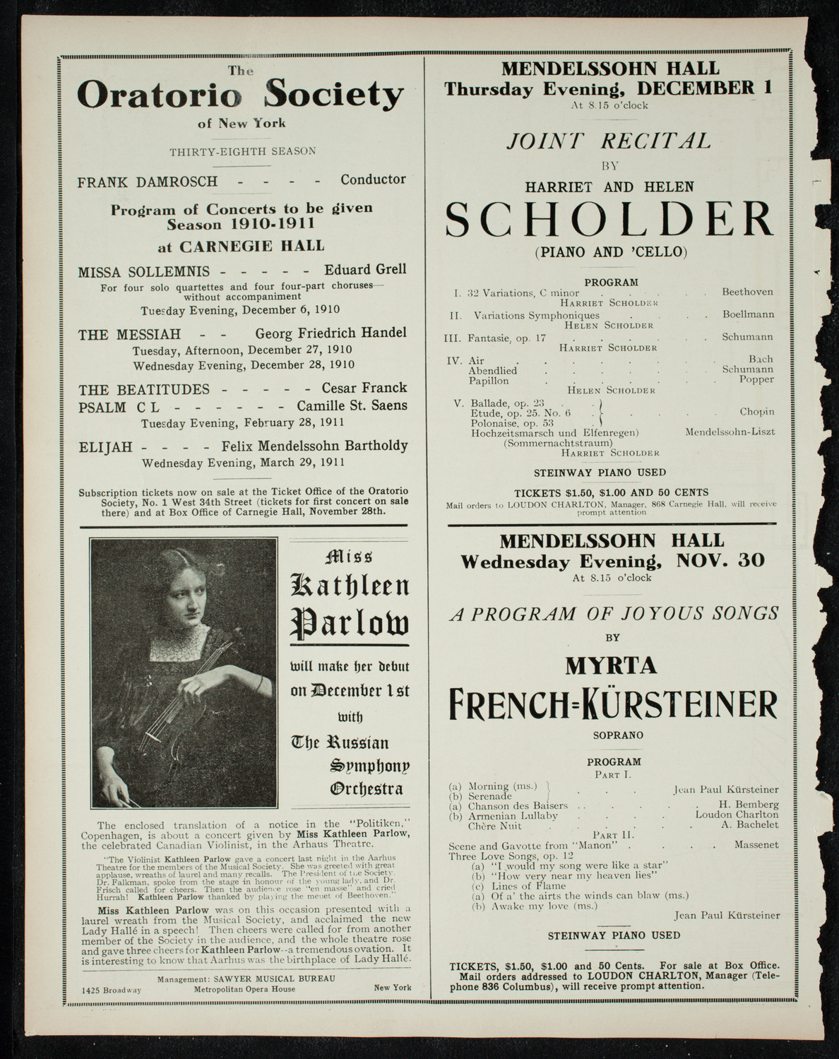 Great Imperial Russian Court Balalaika Orchestra, November 28, 1910, program page 10
