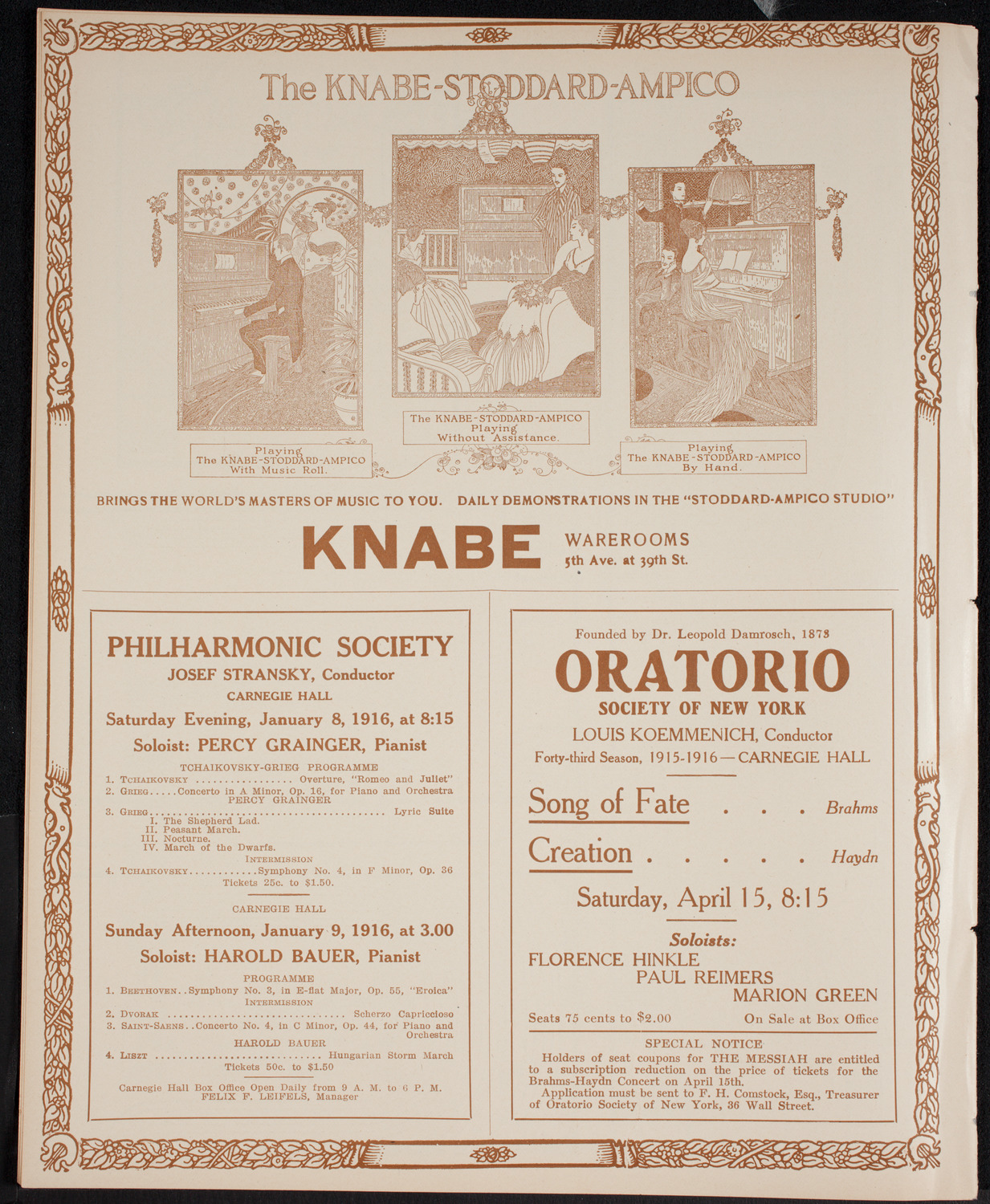 Boston Symphony Orchestra, January 8, 1916, program page 12