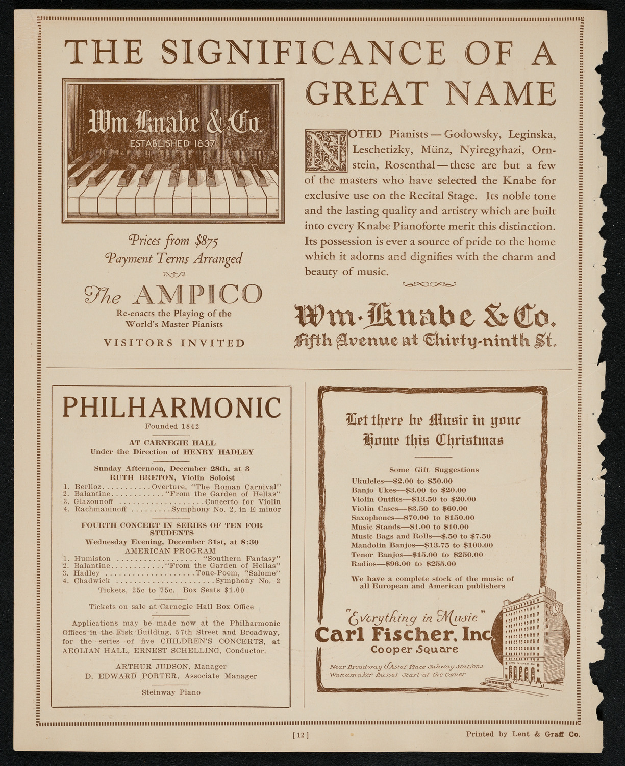 Oratorio Society of New York, December 25, 1924, program page 12