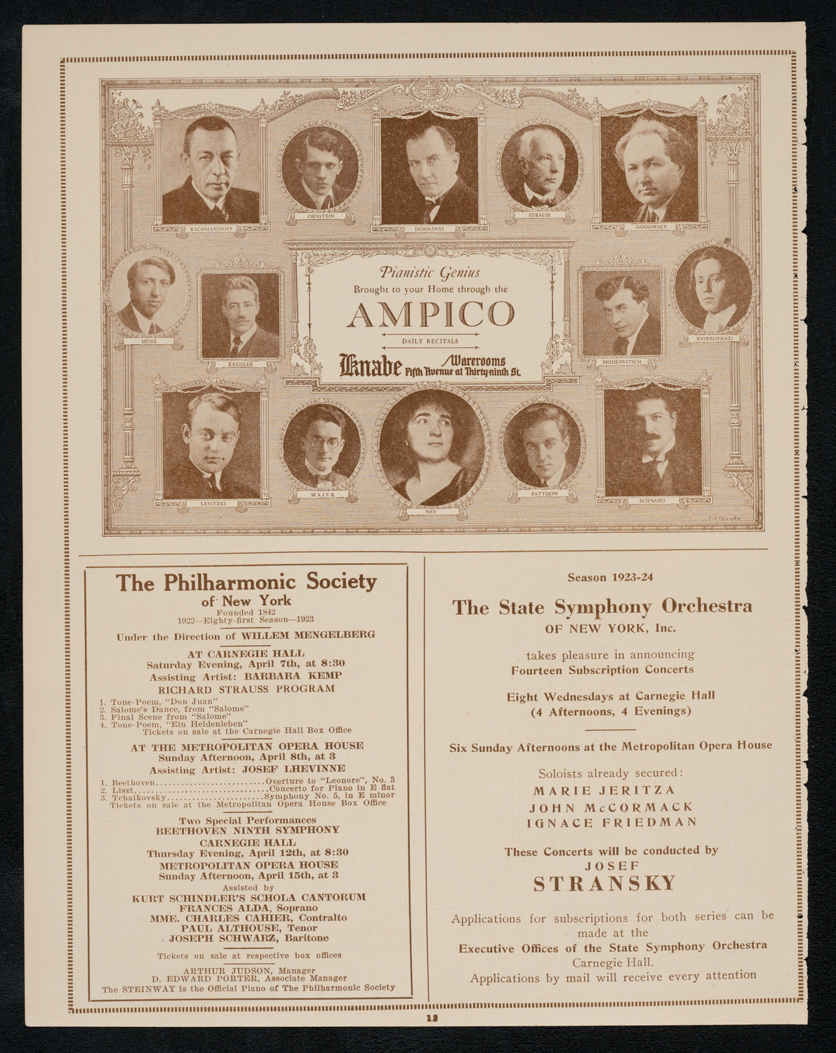 Boston Symphony Orchestra, April 7, 1923, program page 12