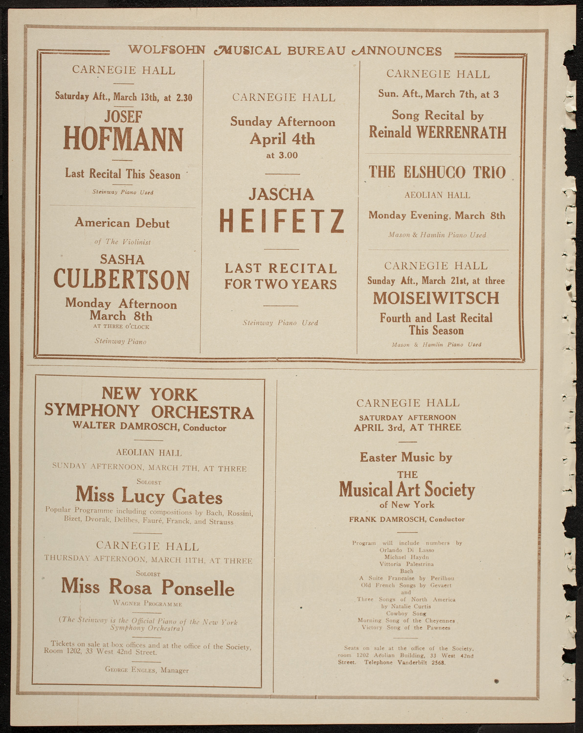 Theo Karle, Tenor, February 23, 1920, program page 8