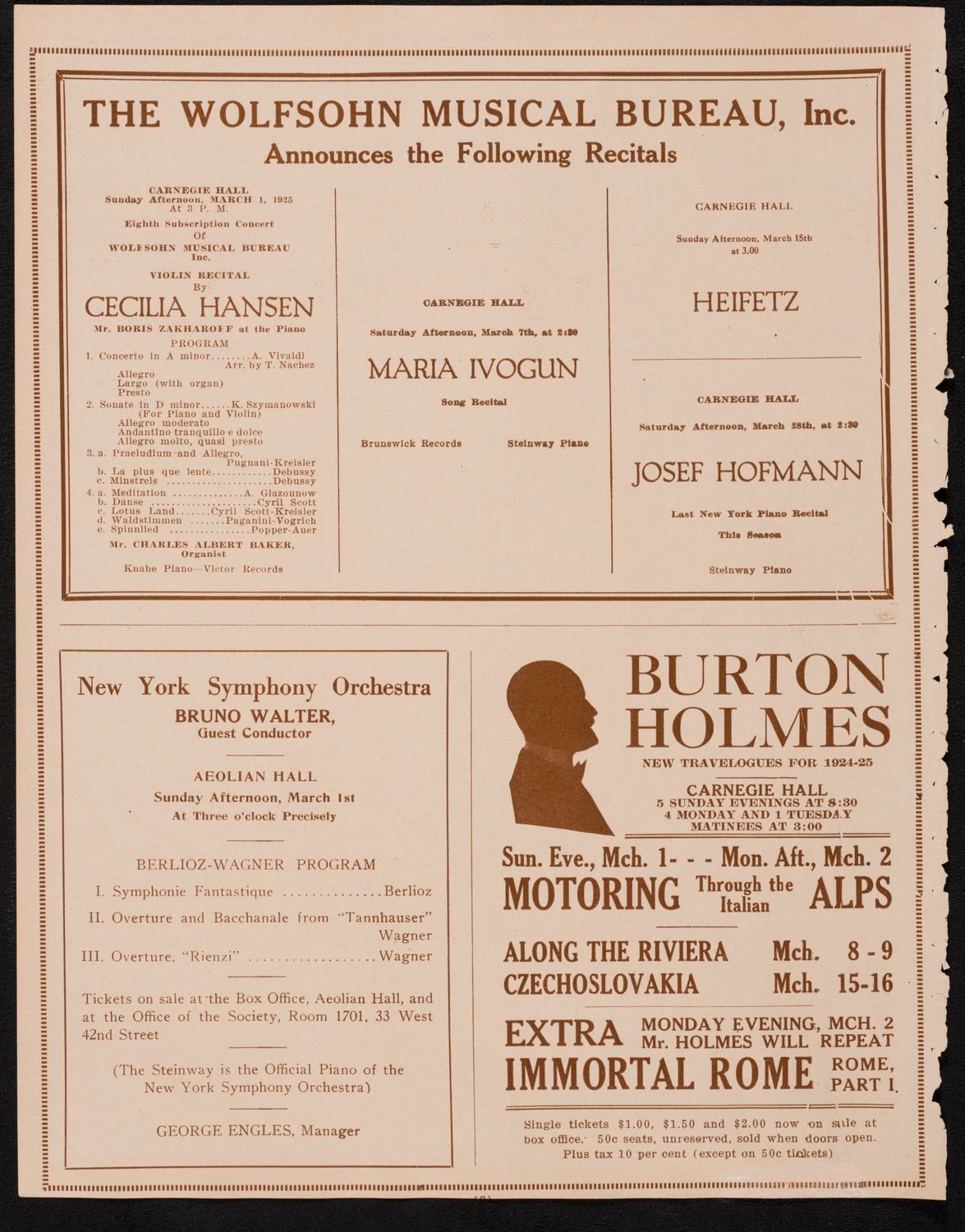 New York Symphony Orchestra, February 26, 1925, program page 8