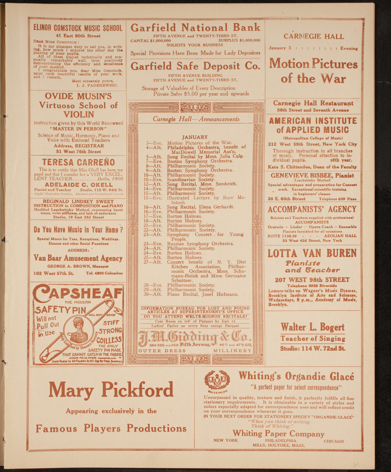 New York Philharmonic, January 3, 1915, program page 3