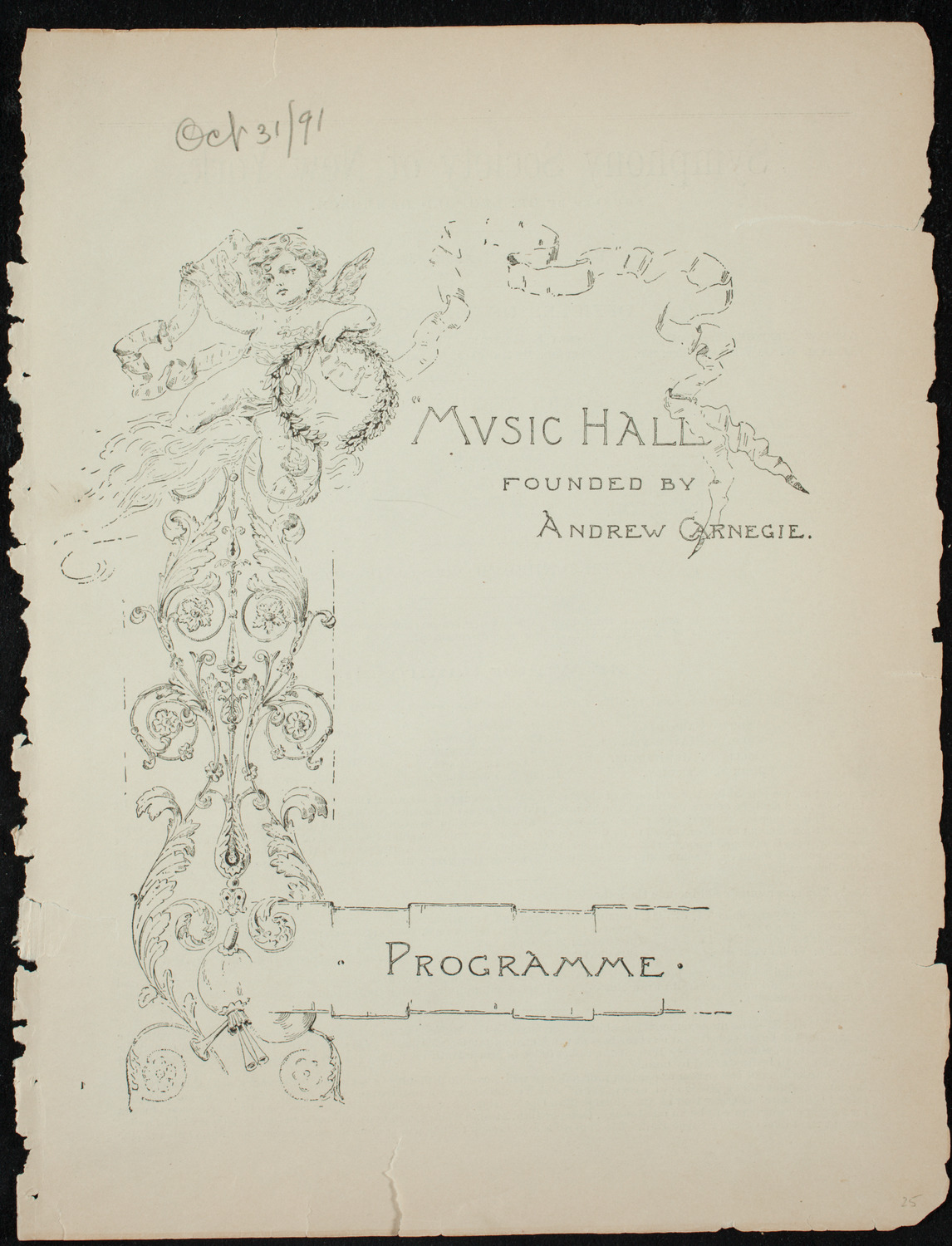 Society for Ethical Culture Program, October 31, 1891, program page 1