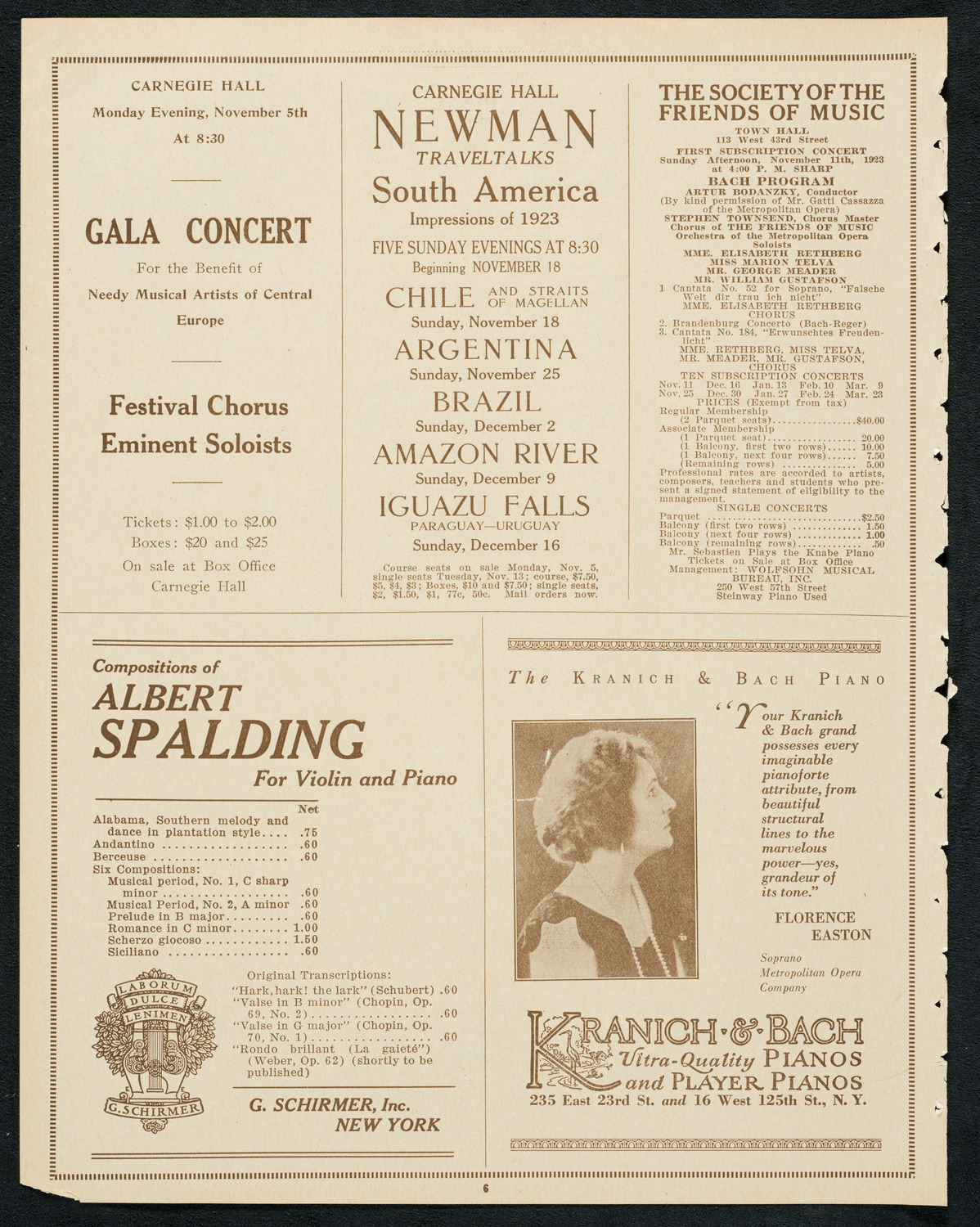 New York Symphony Orchestra, November 2, 1923, program page 6