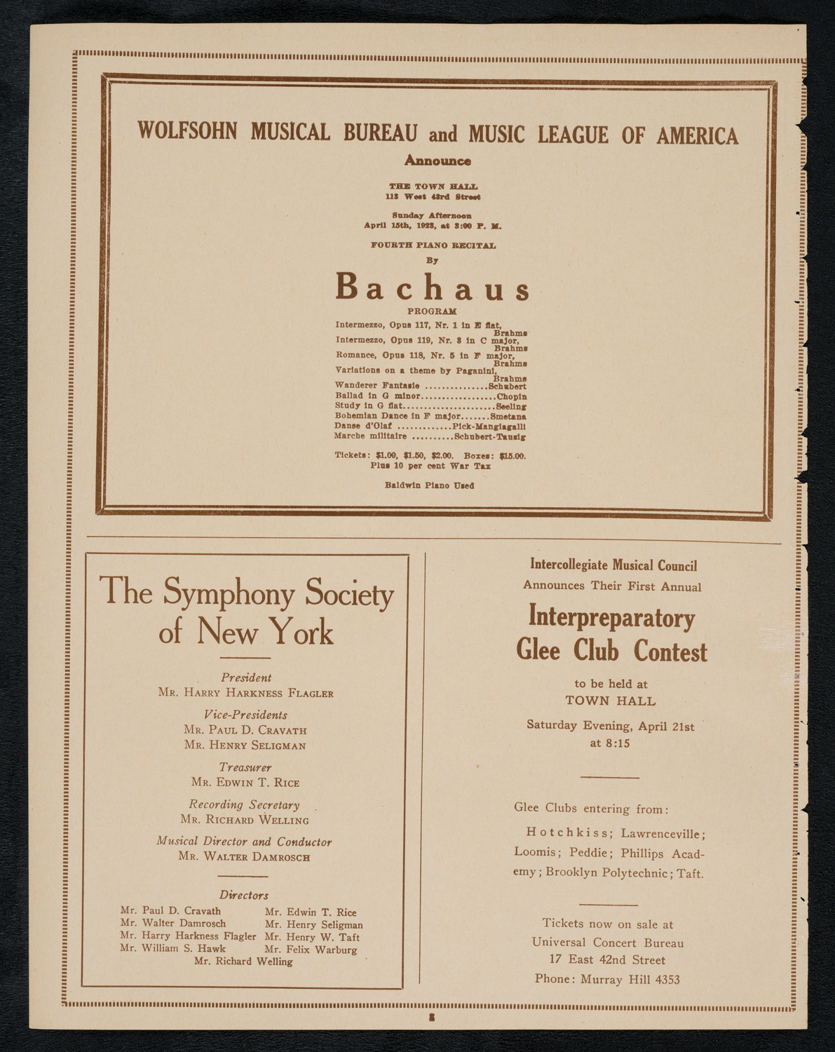 New York Banks' Glee Club, April 10, 1923, program page 8