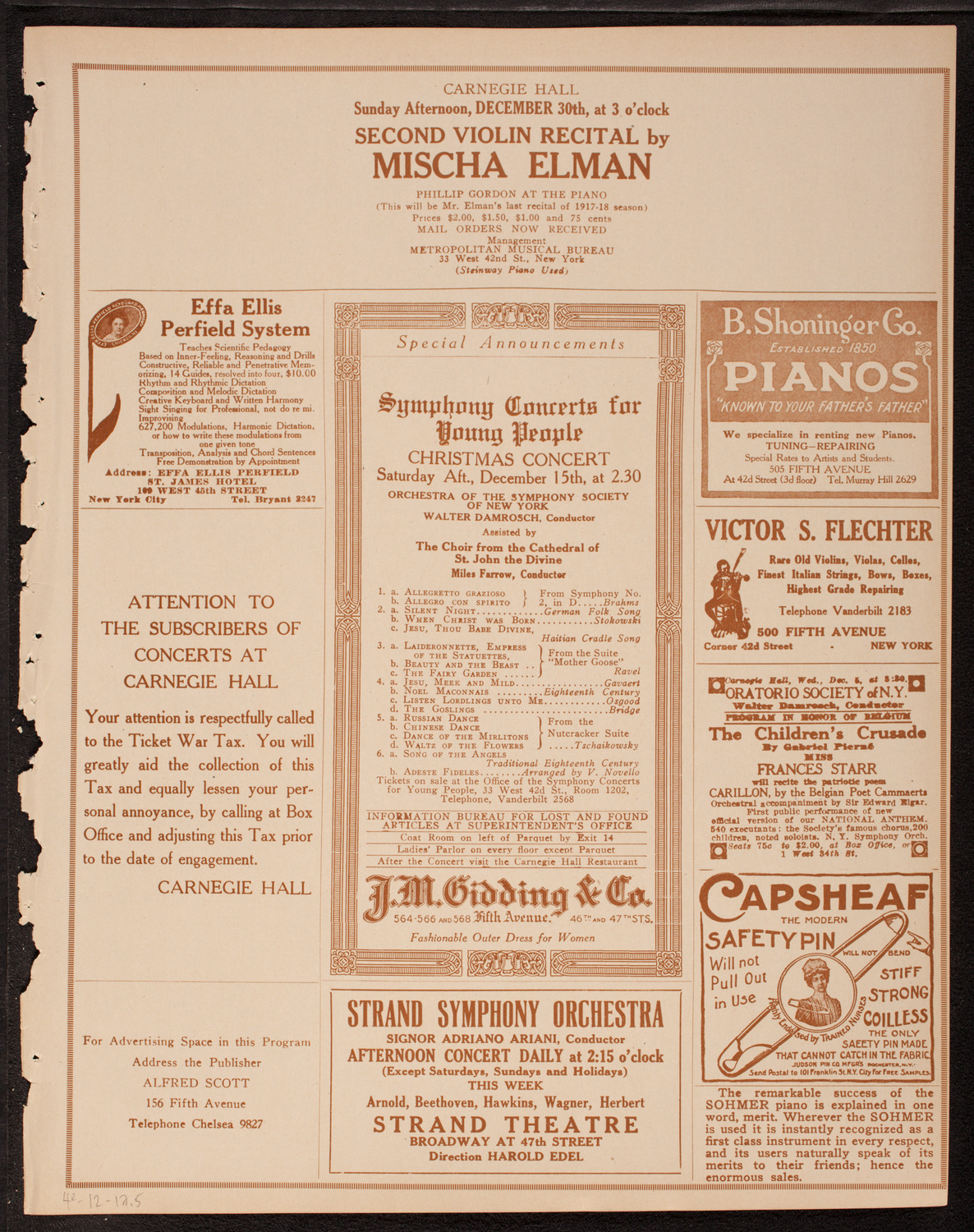Sophie Braslau, Contralto, December 4, 1917, program page 9