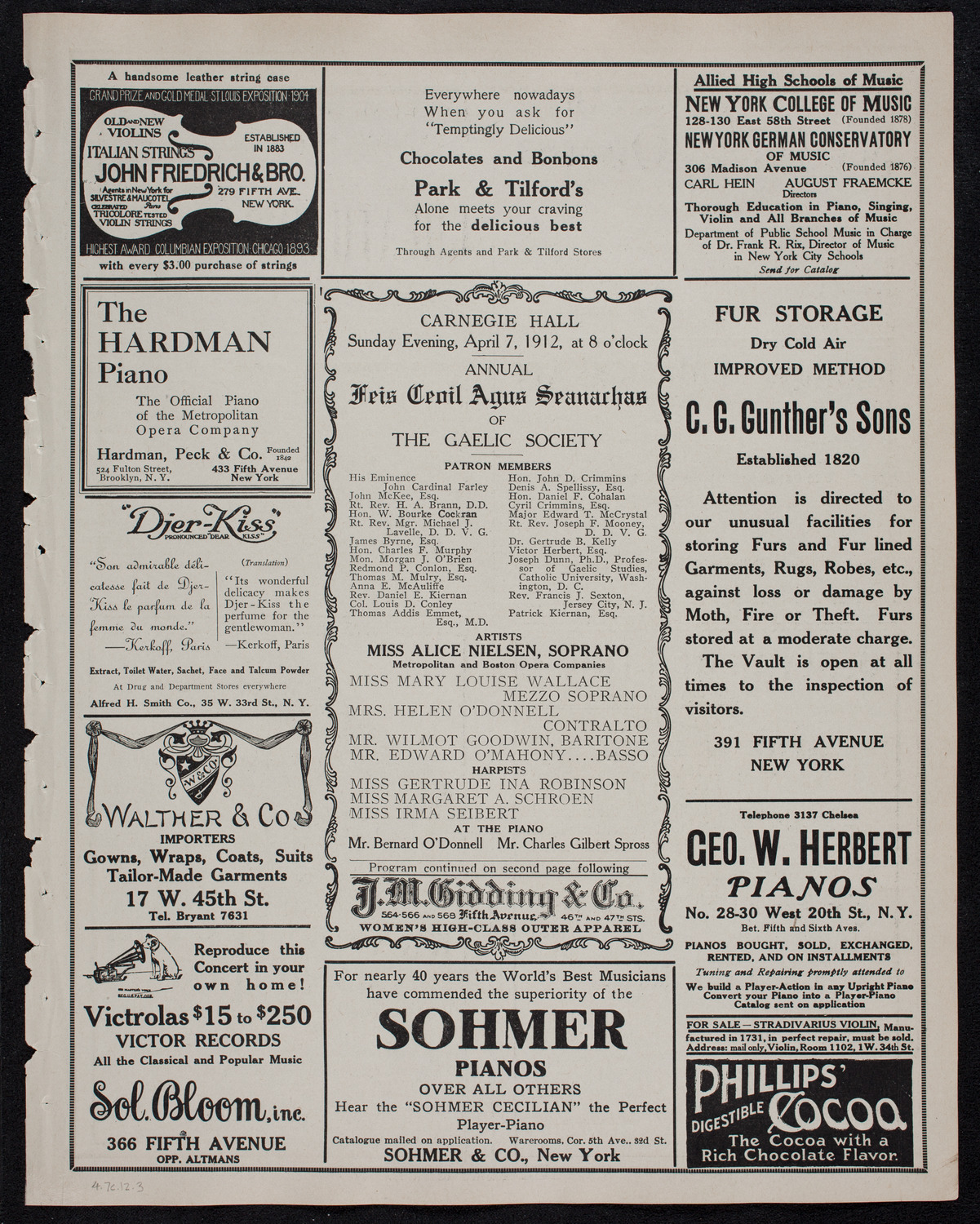 Gaelic Society: Feis Ceoil Agus Seanachas, April 7, 1912, program page 5